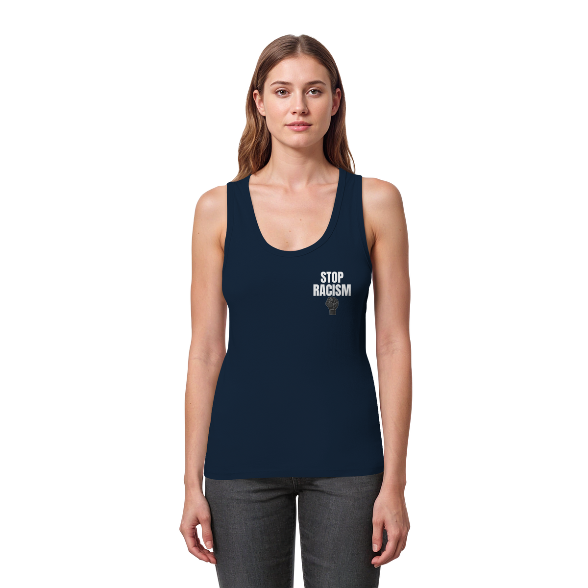 Stop Racism "Raised Fist Edition" - Womens Organic Fitted Tank Top