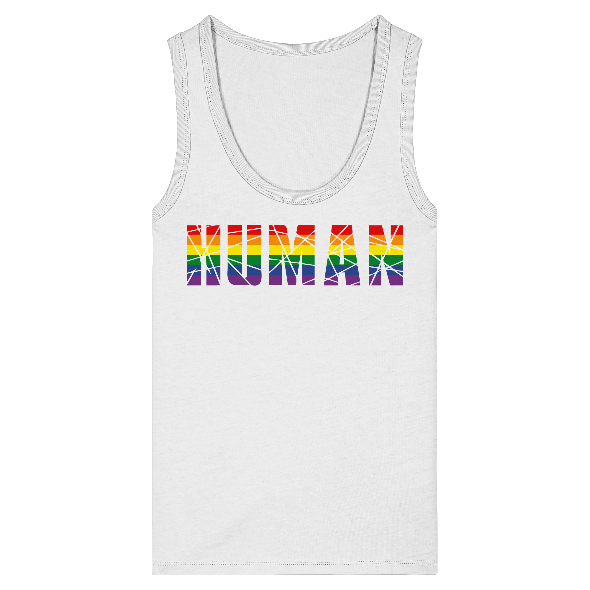 HUMAN in Regenbogen Farben - Womens Organic Fitted Tank Top