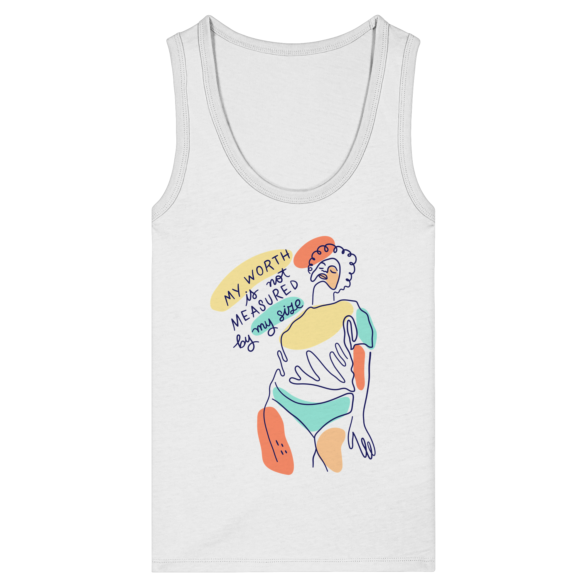My Worth is not Measured by my Size - Womens Organic Fitted Tank Top