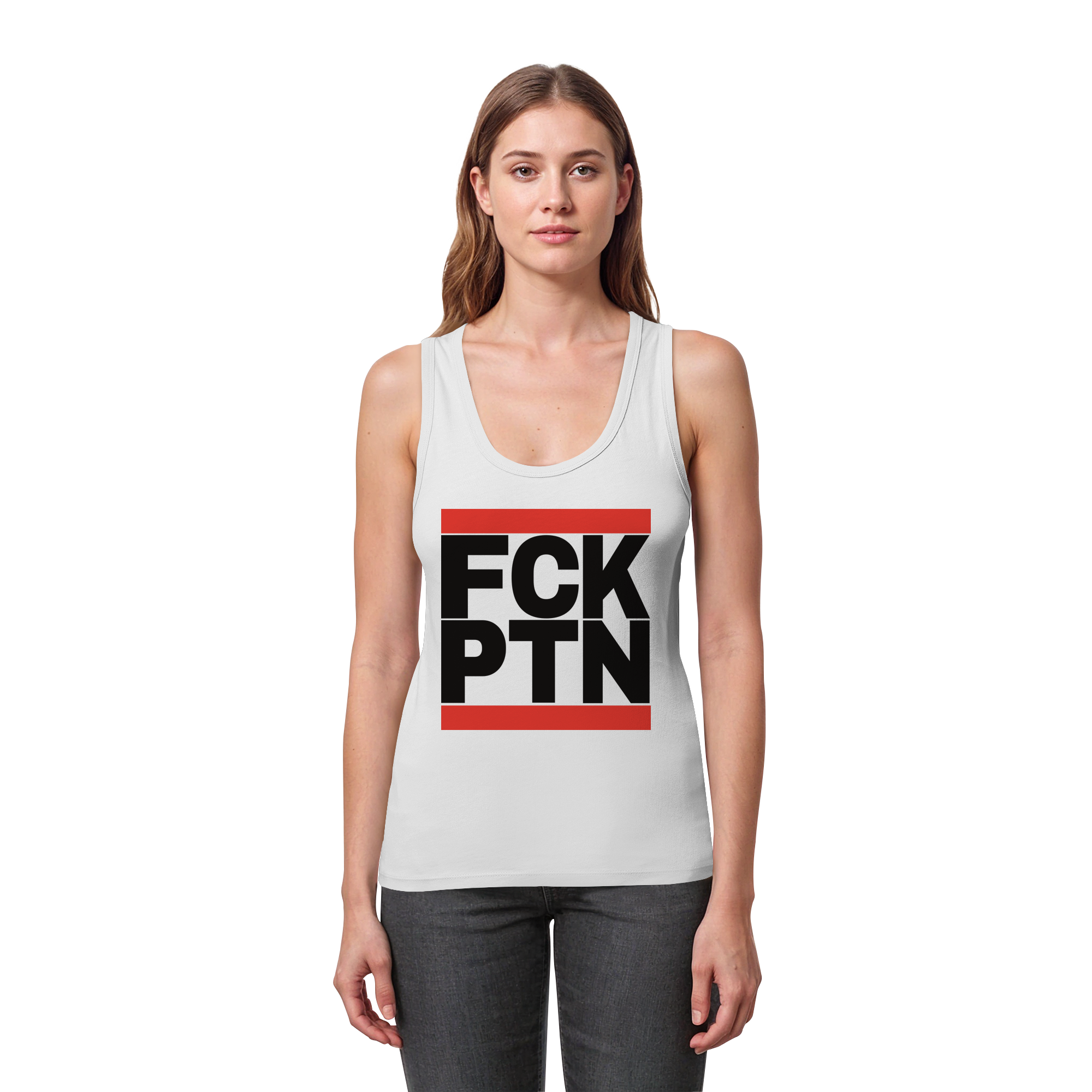 FCK PTN (schwarze Schrift) - Womens Organic Fitted Tank Top