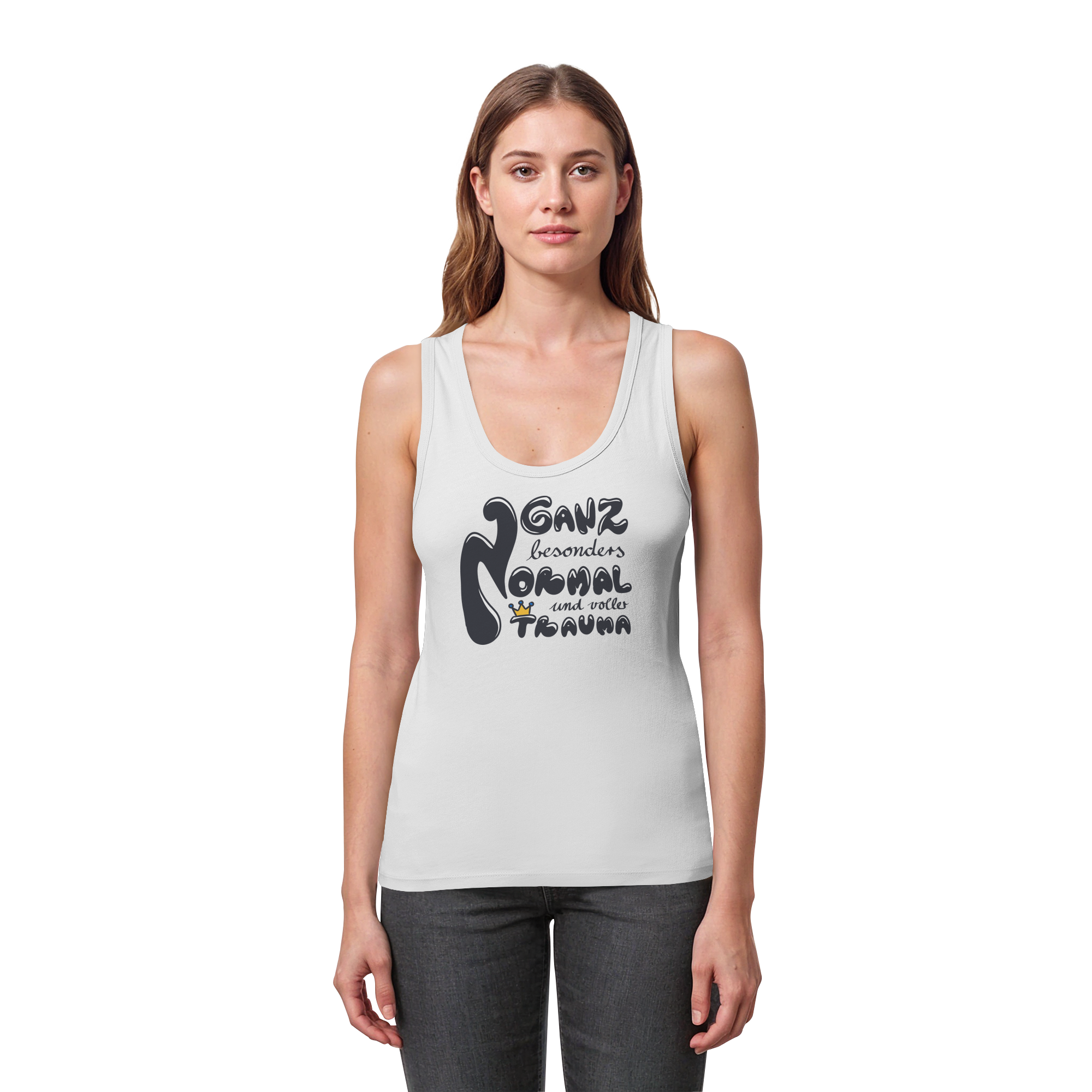 Ganz besonders Normal und voller Trauma "Schwarze Edition" - Womens Organic Fitted Tank Top