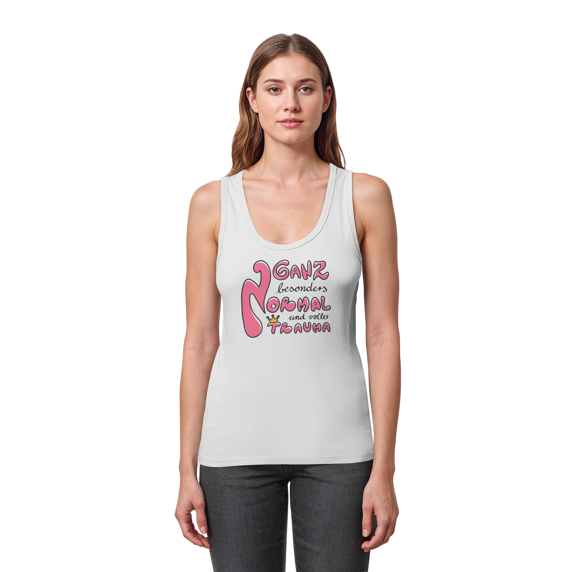 Ganz besonders Normal und voller Trauma "Pinke Edition" - Womens Organic Fitted Tank Top