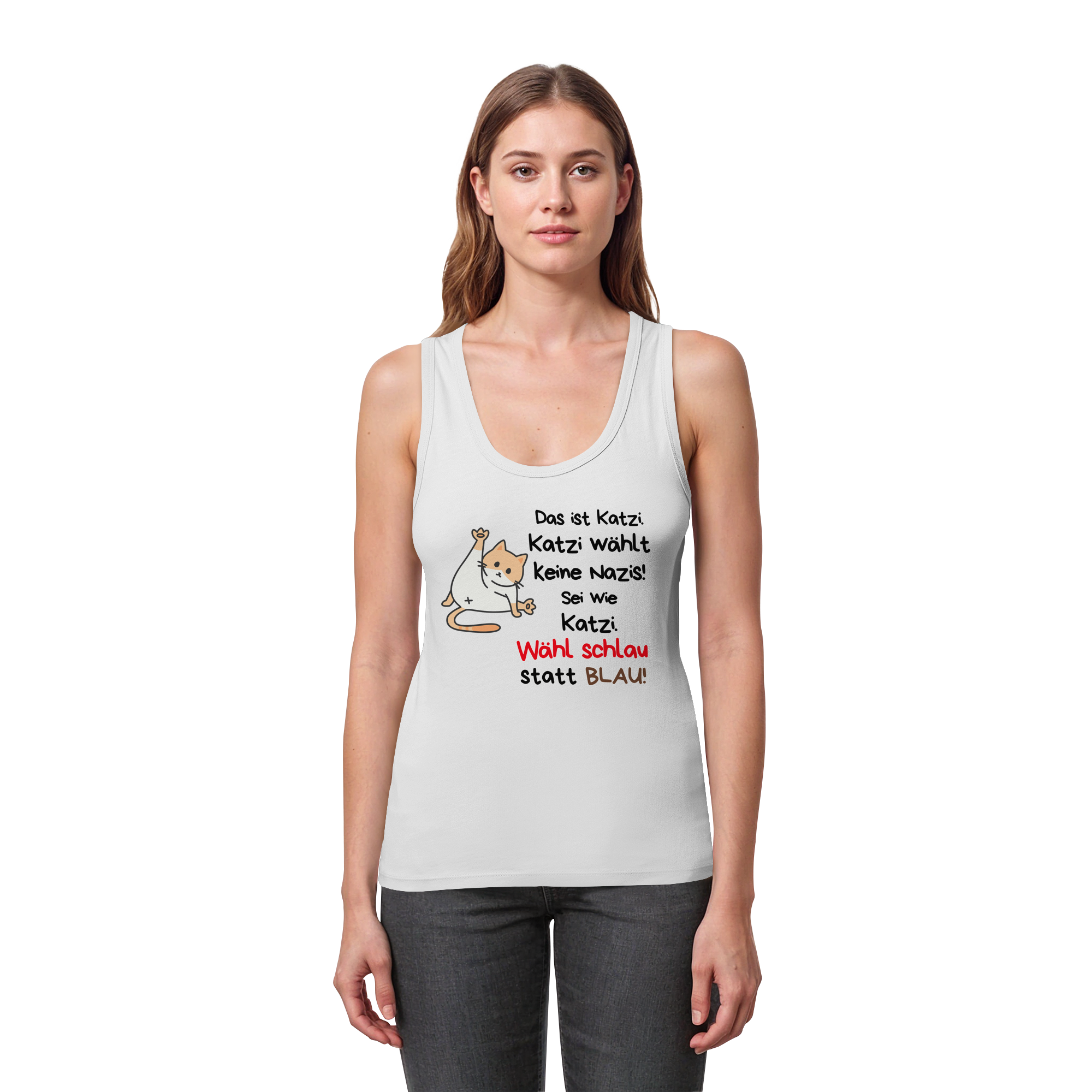 Katzi wählt keine Nazis! - Womens Organic Fitted Tank Top