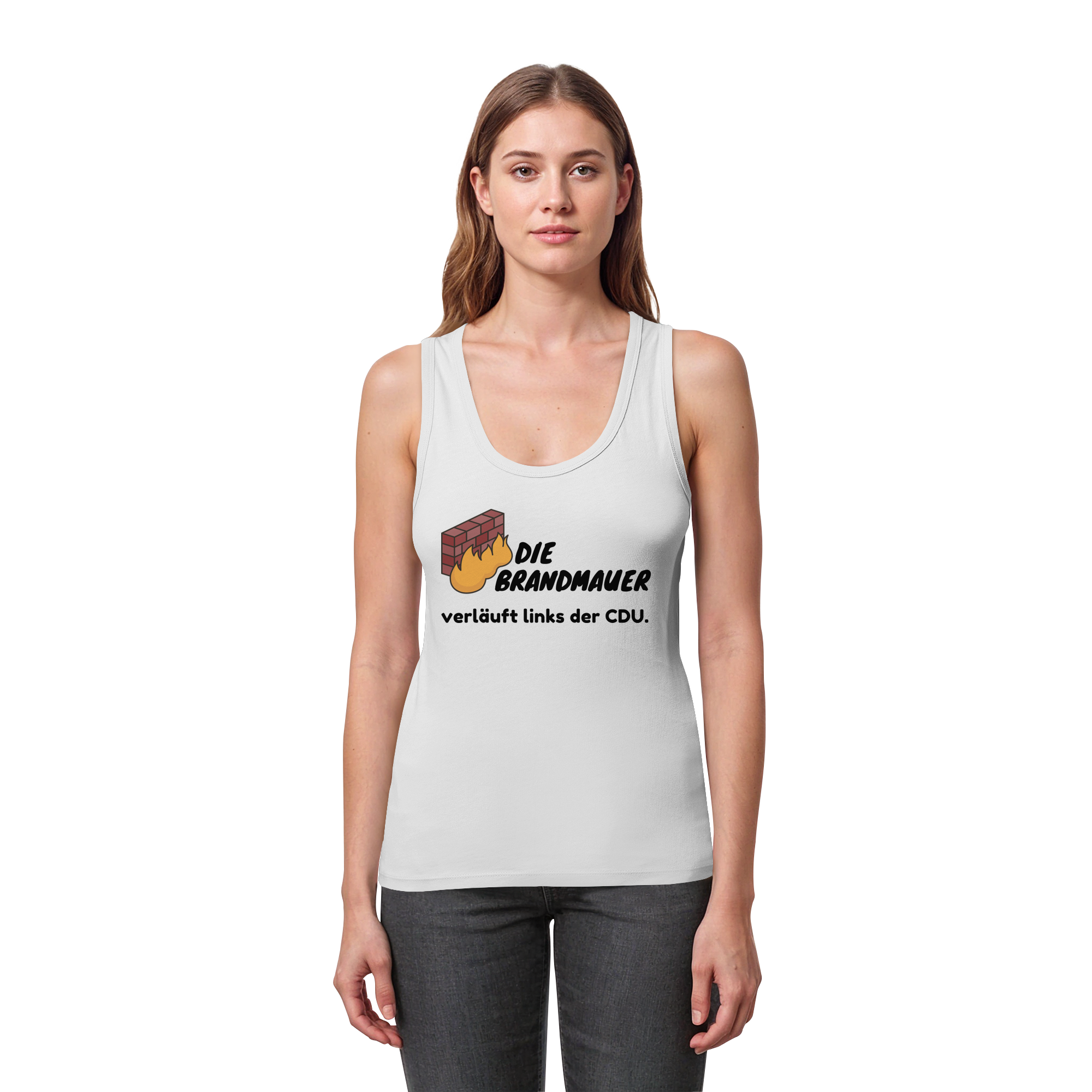 Brandmauer (schwarze Schrift) - Womens Organic Fitted Tank Top