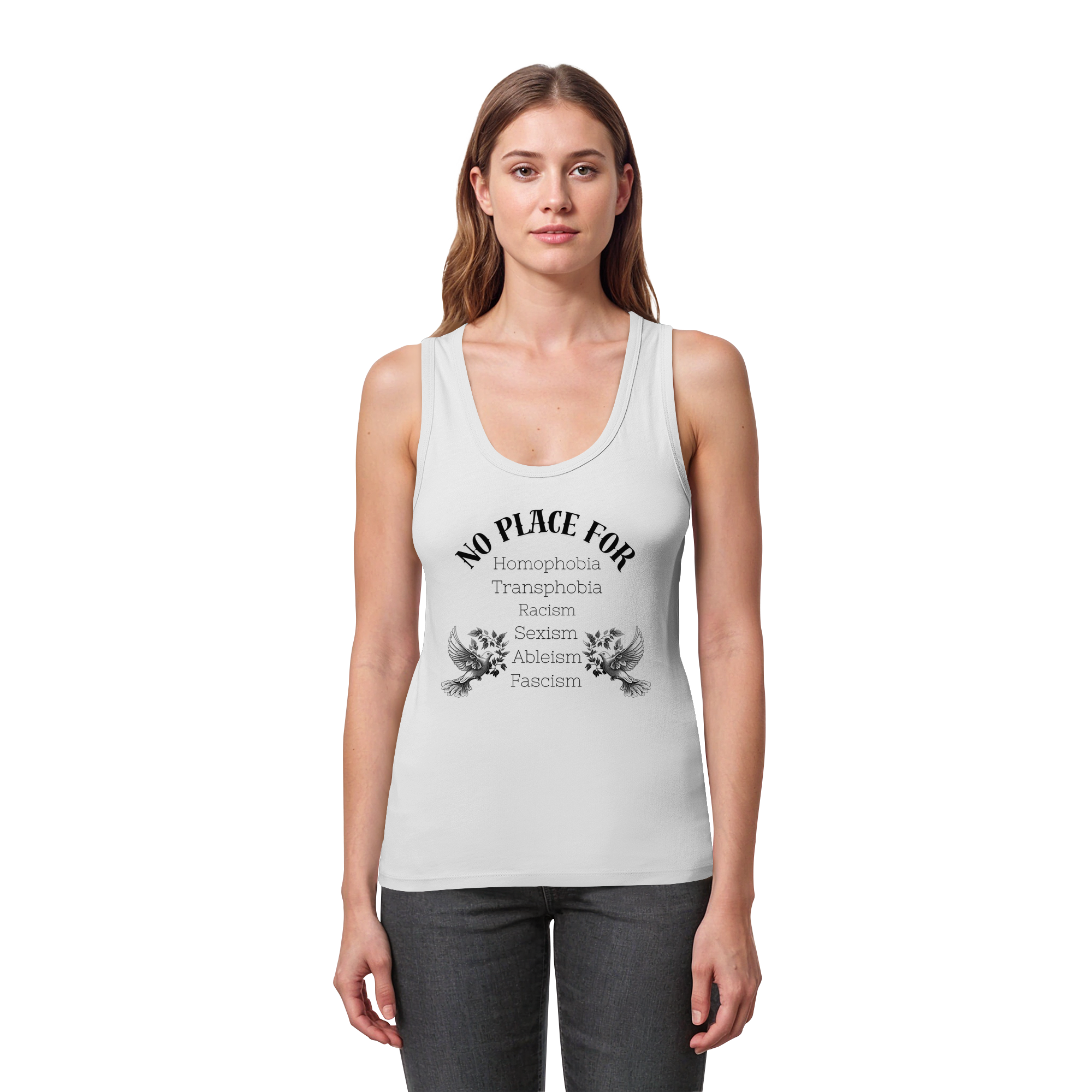 No Place For (schwarze Schrift) - Womens Organic Fitted Tank Top