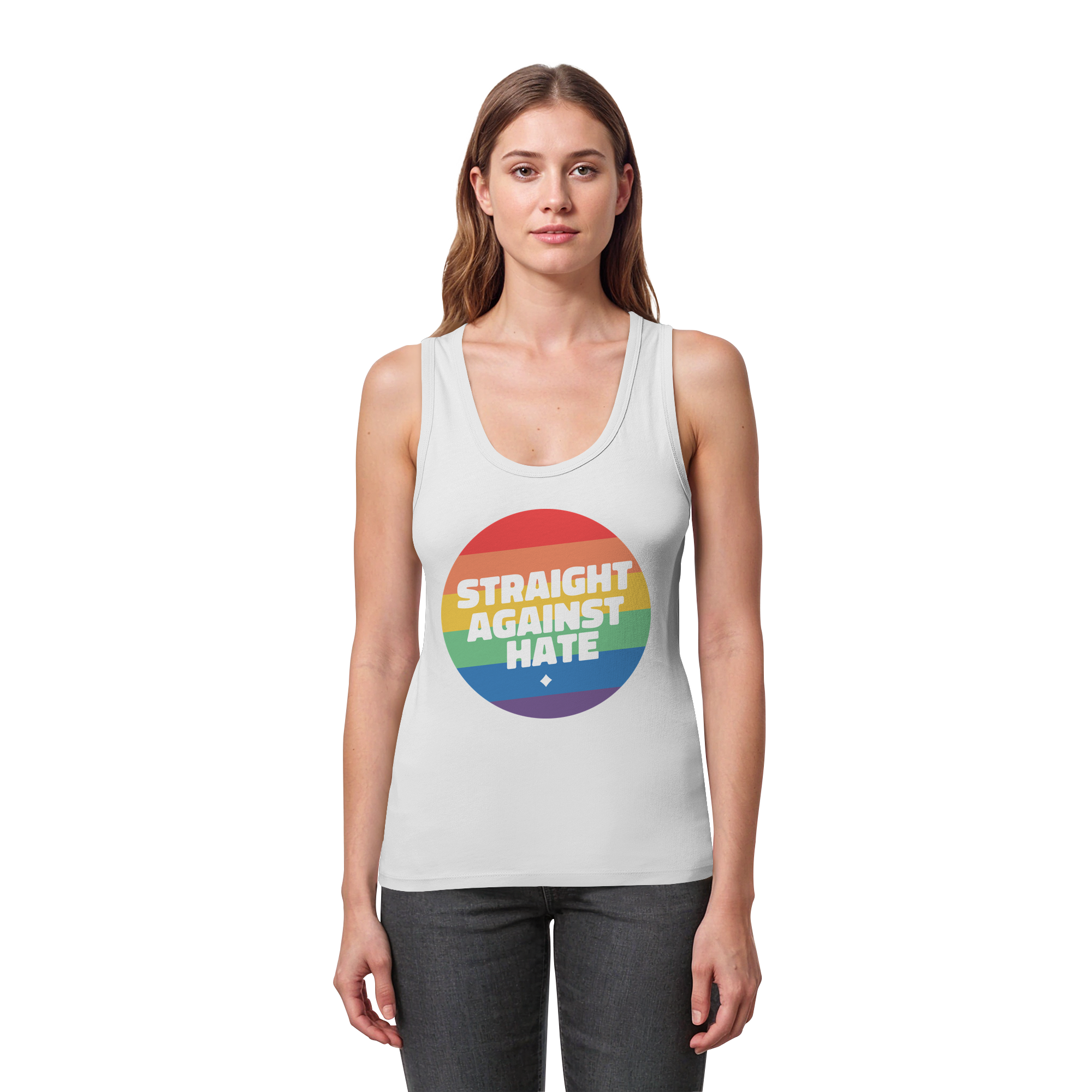 Straight Against Hate Badge - Womens Organic Fitted Tank Top