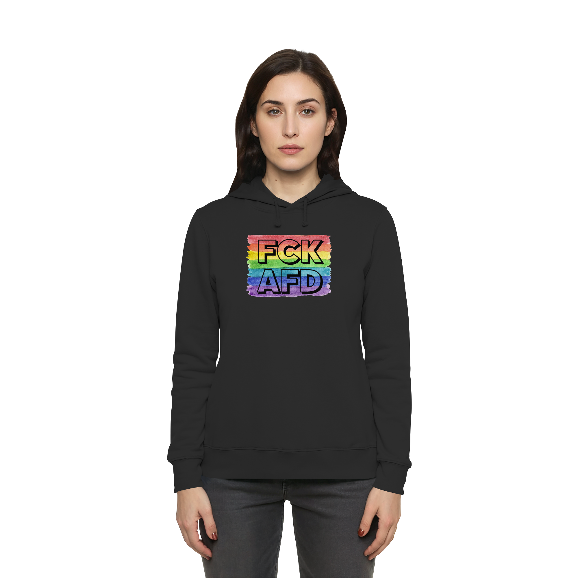 FCK AFD "Rainbow Resistance Edition" - Womens Organic Hoodie B&C