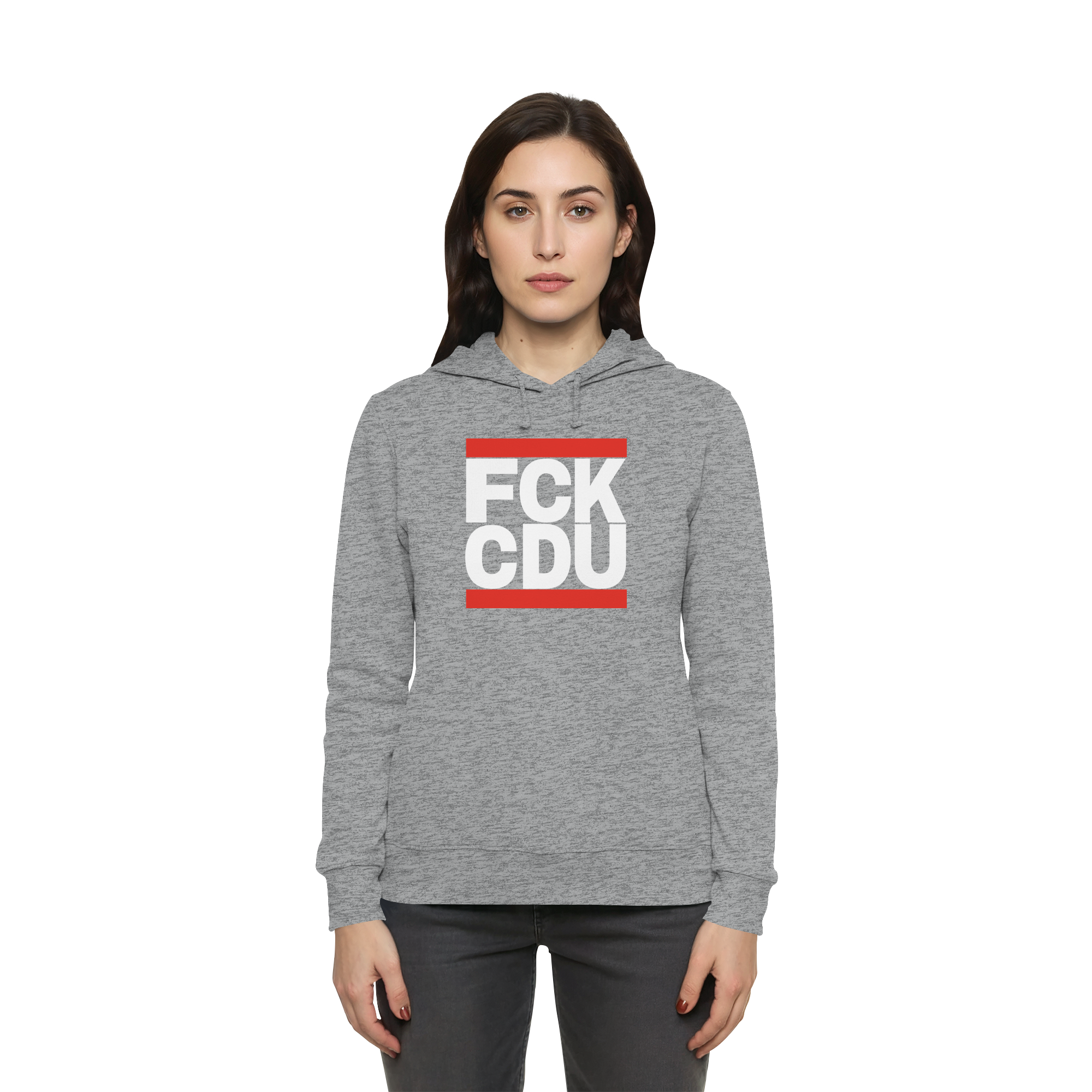 FCK CDU (weiße Schrift) - Womens Organic Hoodie B&C
