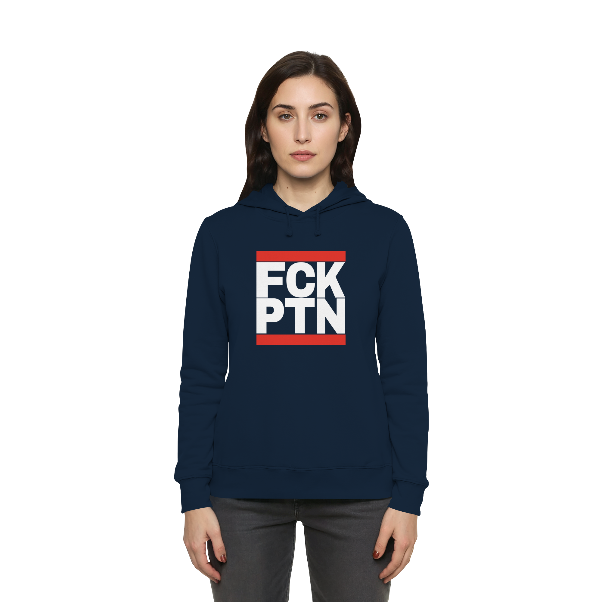 FCK PTN (weiße Schrift) - Womens Organic Hoodie B&C