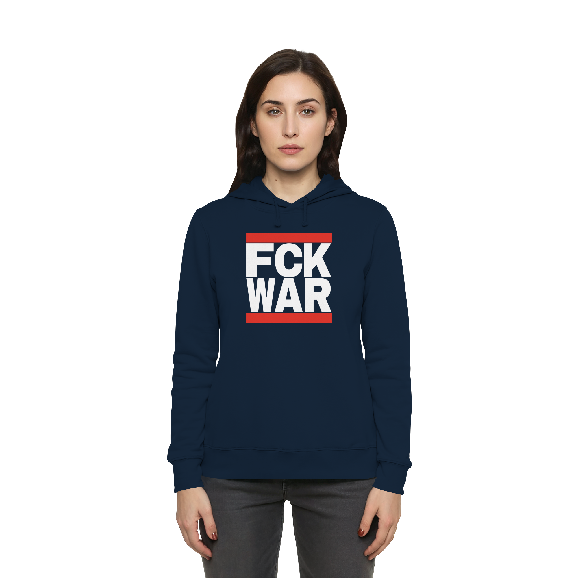 FCK WAR (weiße Schrift) - Womens Organic Hoodie B&C