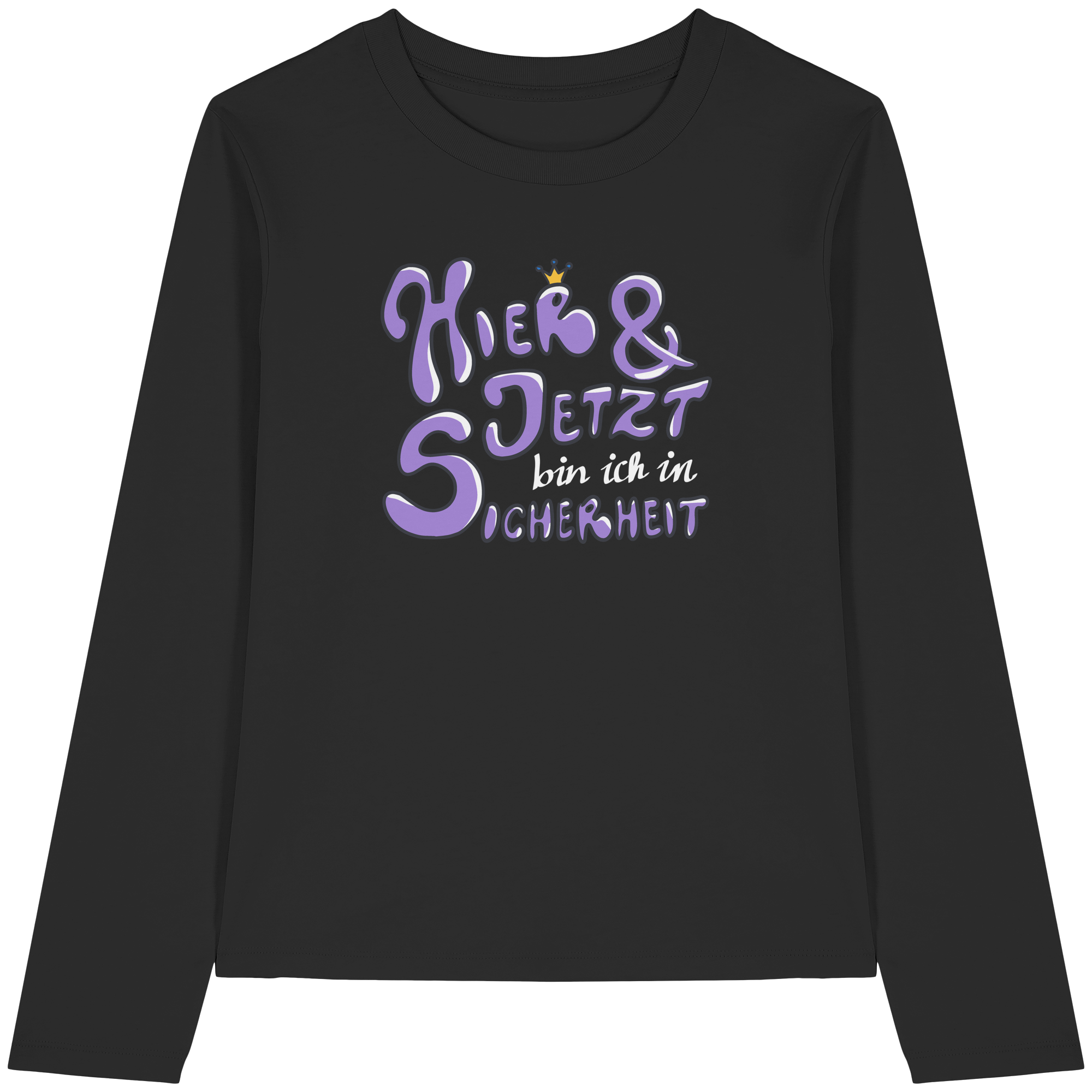 Hier und jetzt bin ich in Sicherheit "Lila Edition" - Womens Organic Longsleeve T-Shirt
