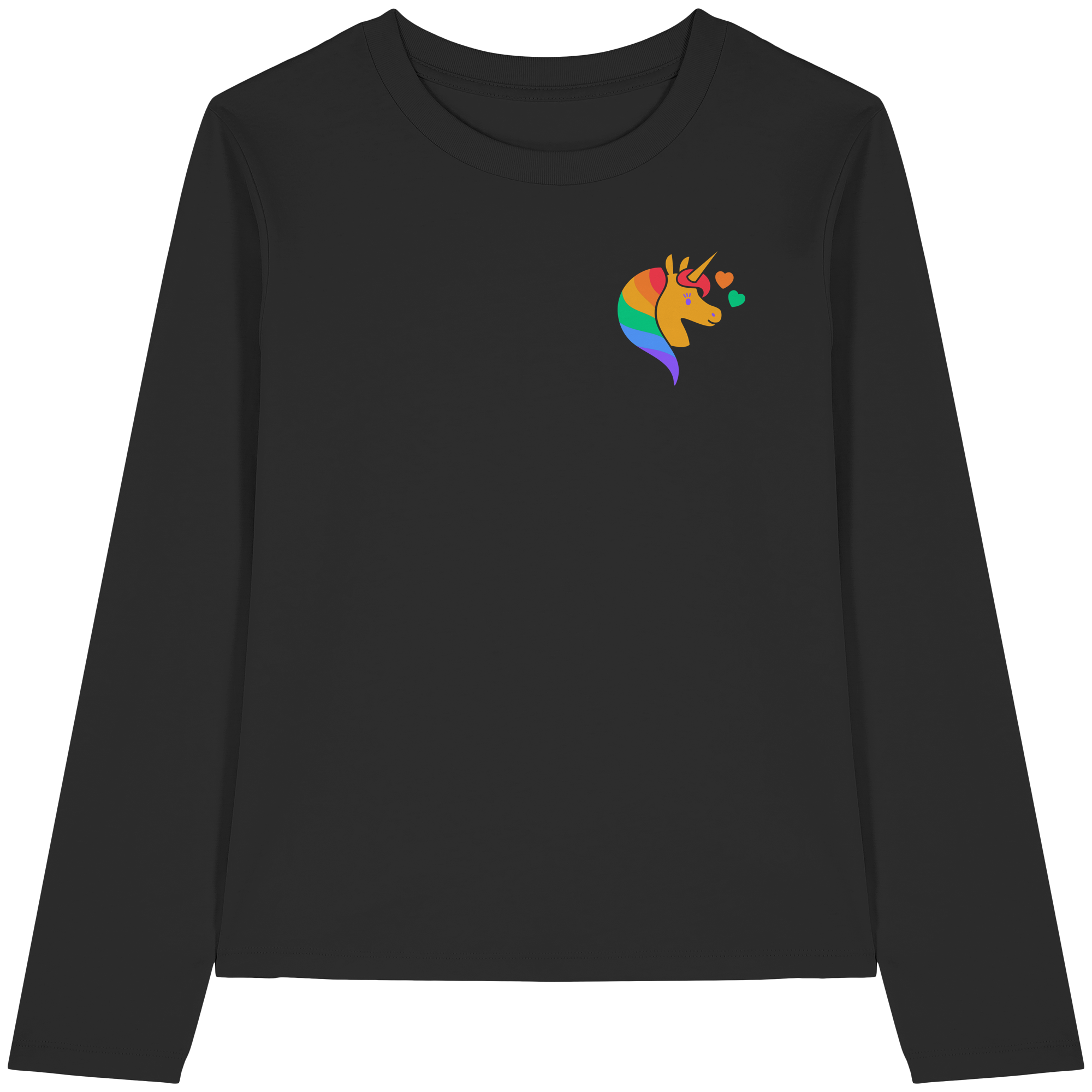 Regenbogen Einhorn mit Herzen - Womens Organic Longsleeve T-Shirt