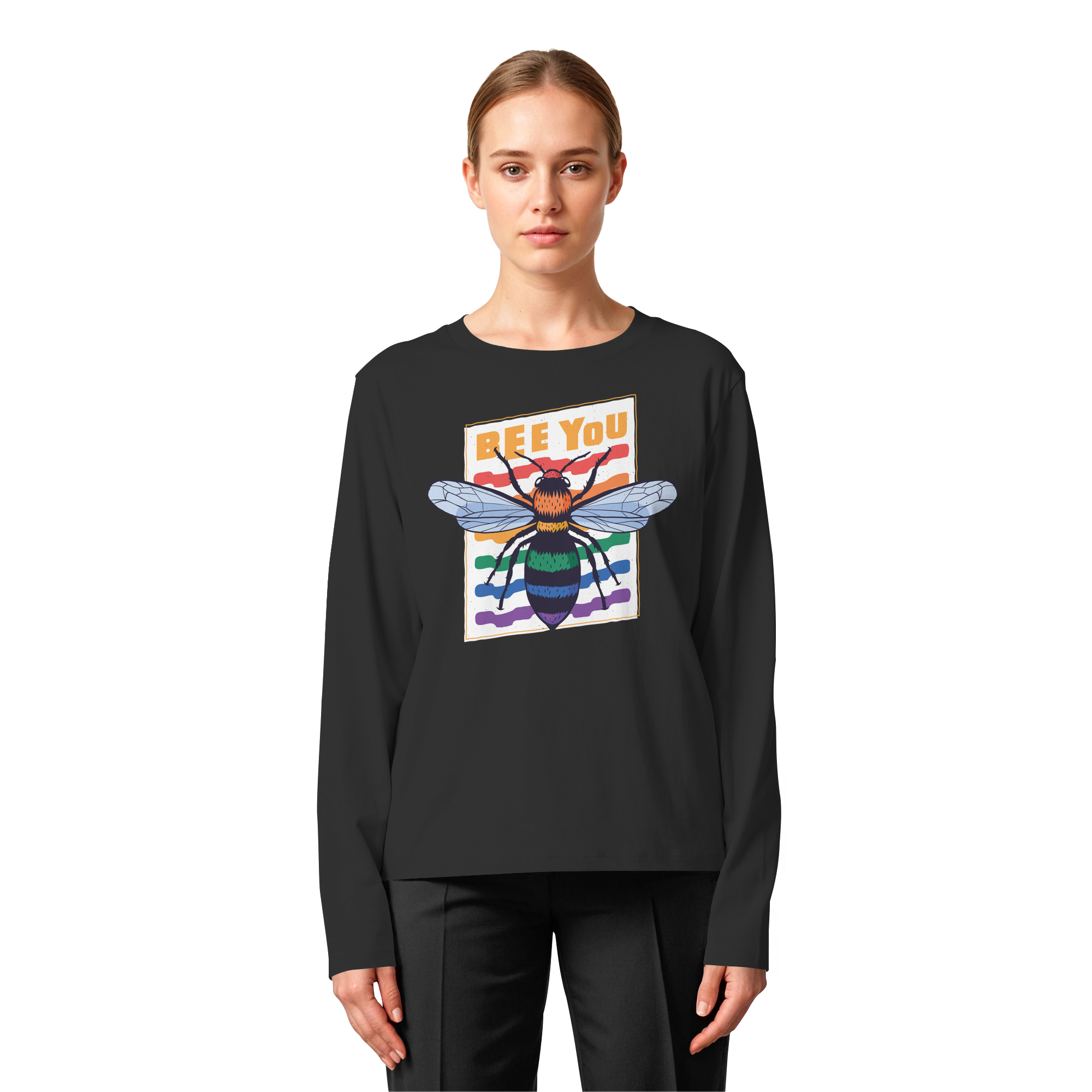 Bee You "Rainbow Edition" - Womens Organic Longsleeve T-Shirt