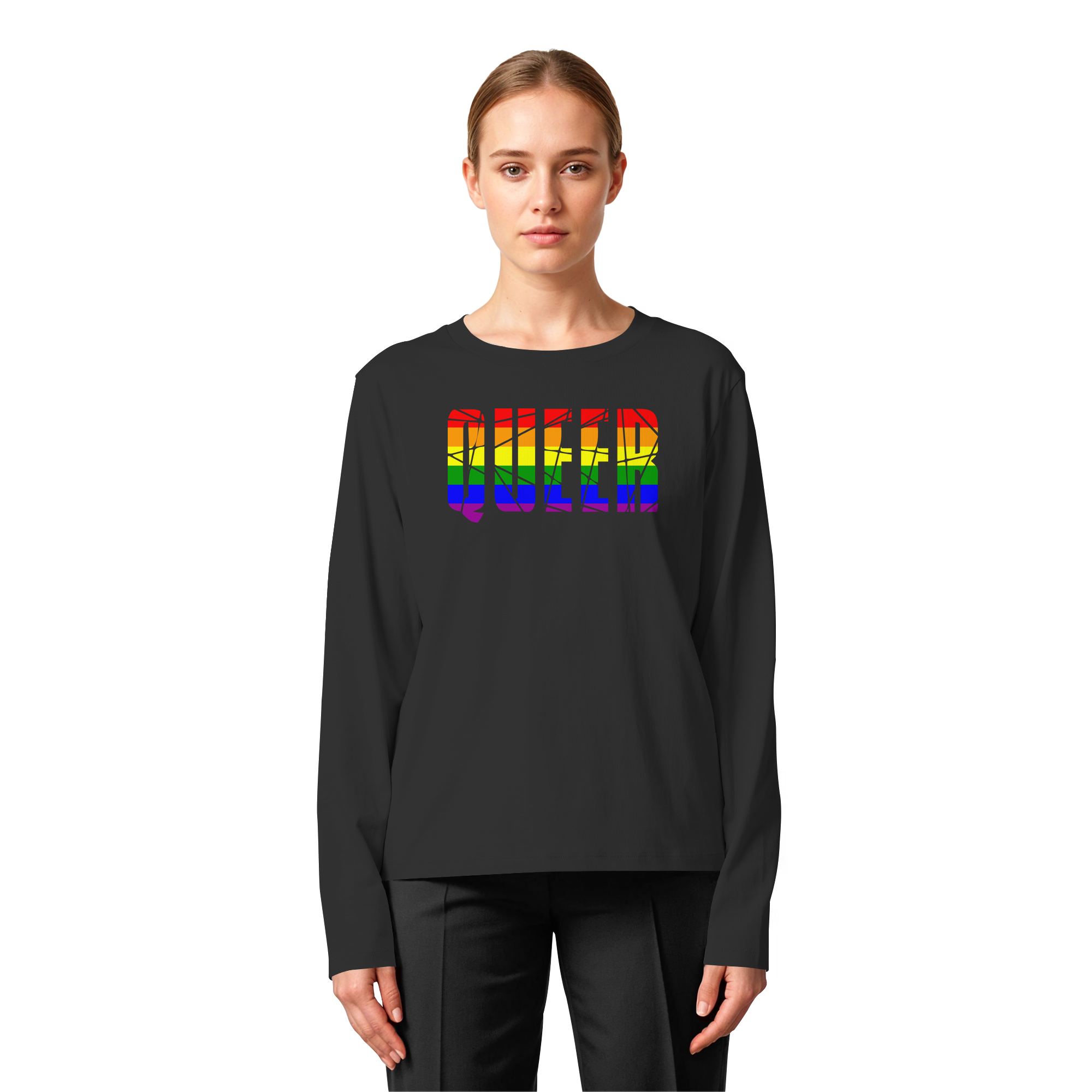 QUEER in Regenbogen Farben - Womens Organic Longsleeve T-Shirt