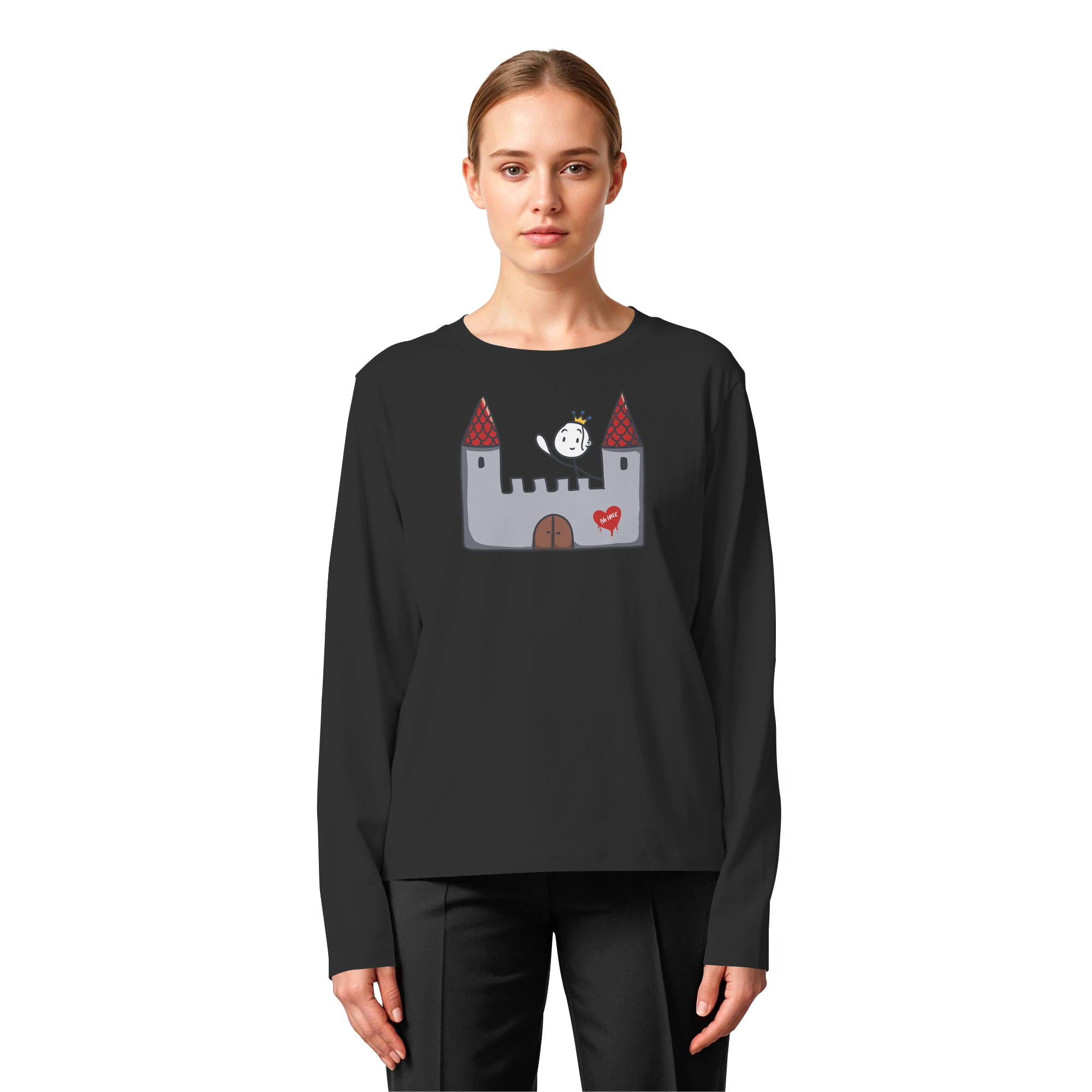Seelenmännchen "Schloss Edition" Frontprint (dunkel) - Womens Organic Longsleeve T-Shirt