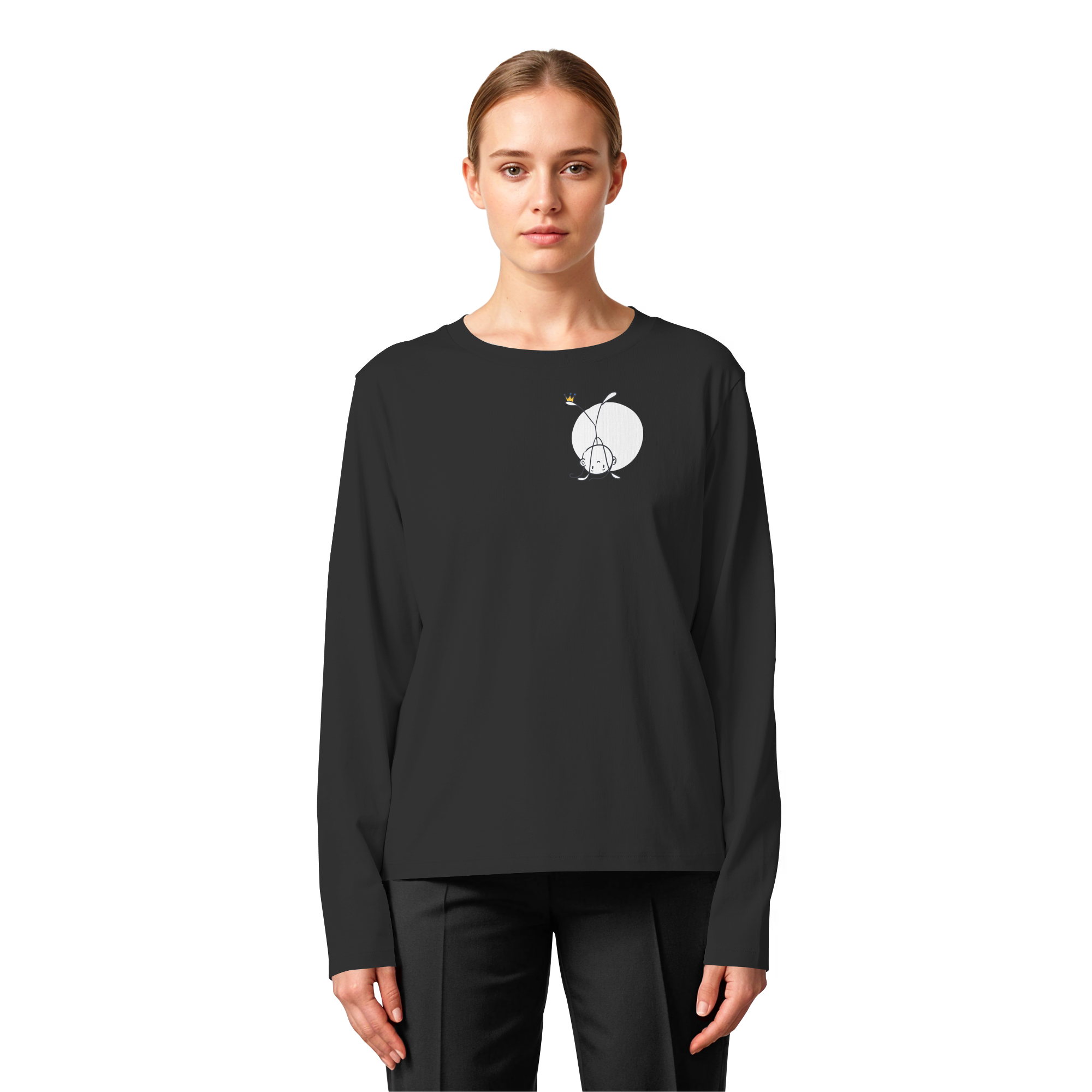 Seelenmännchen "Handstand Edition" Brustprint (dunkel) - Womens Organic Longsleeve T-Shirt