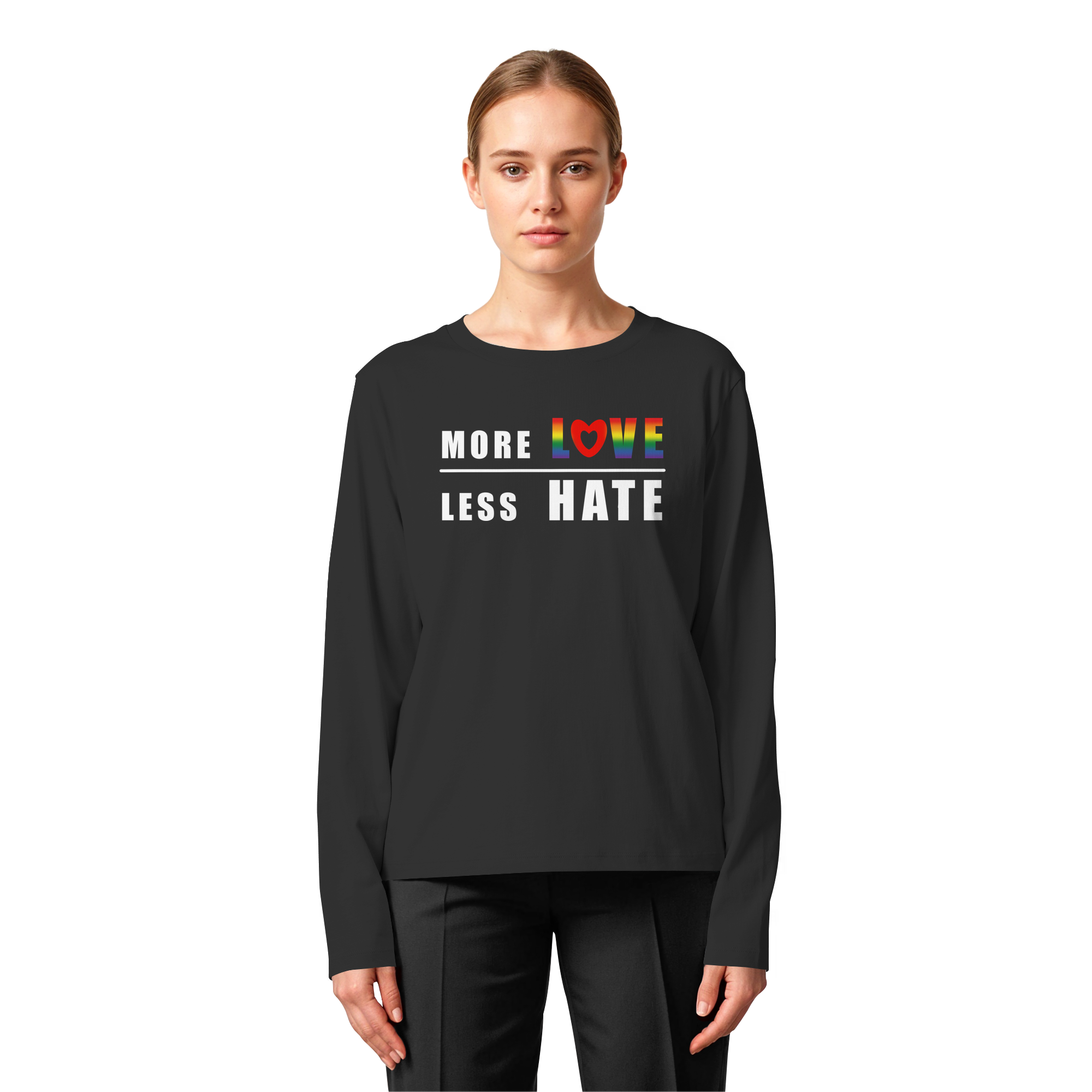 More Love Less Hate "Rainbow Edition" - Womens Organic Longsleeve T-Shirt