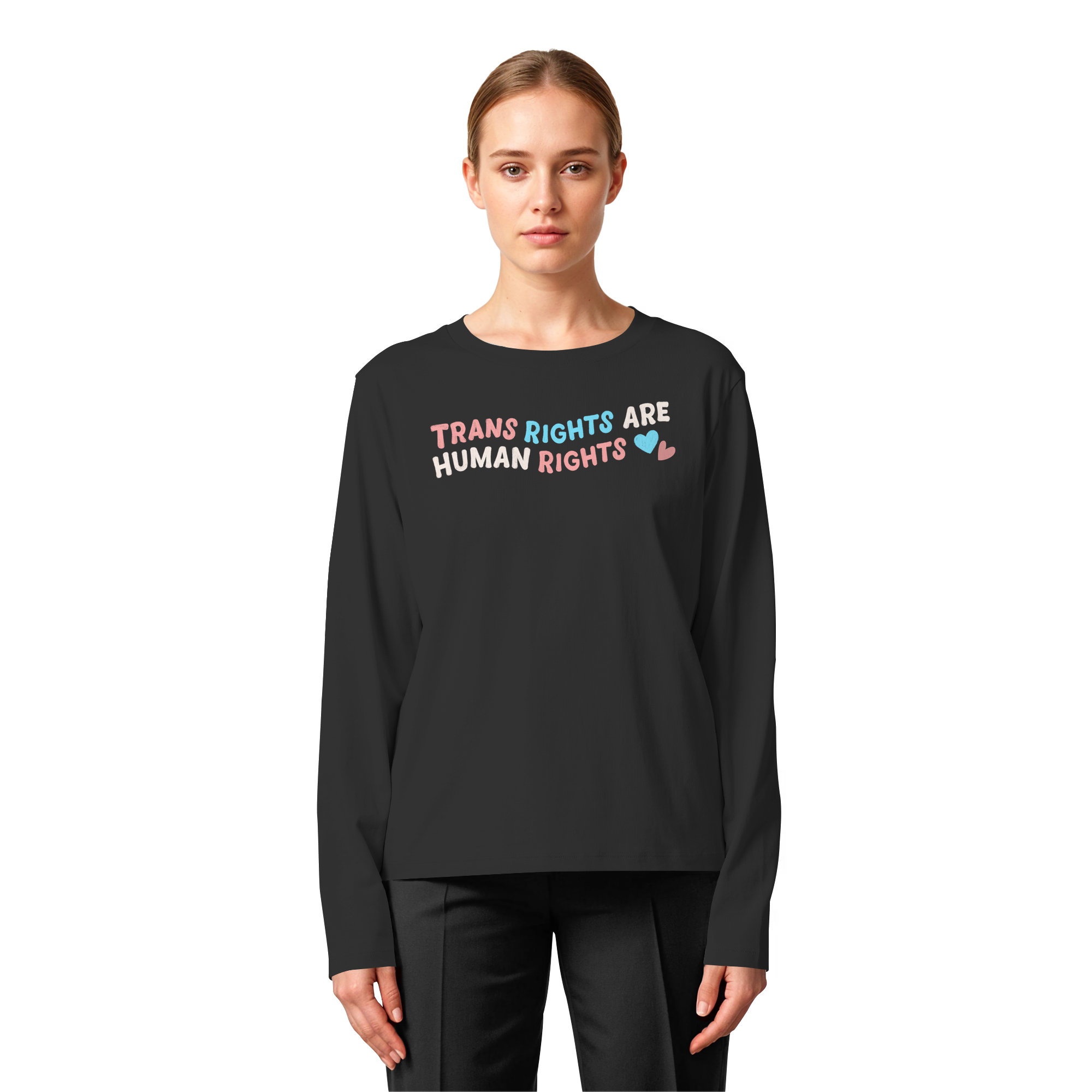 Trans Rights are Human Rights "Pastel Power Edition" - Womens Organic Longsleeve T-Shirt