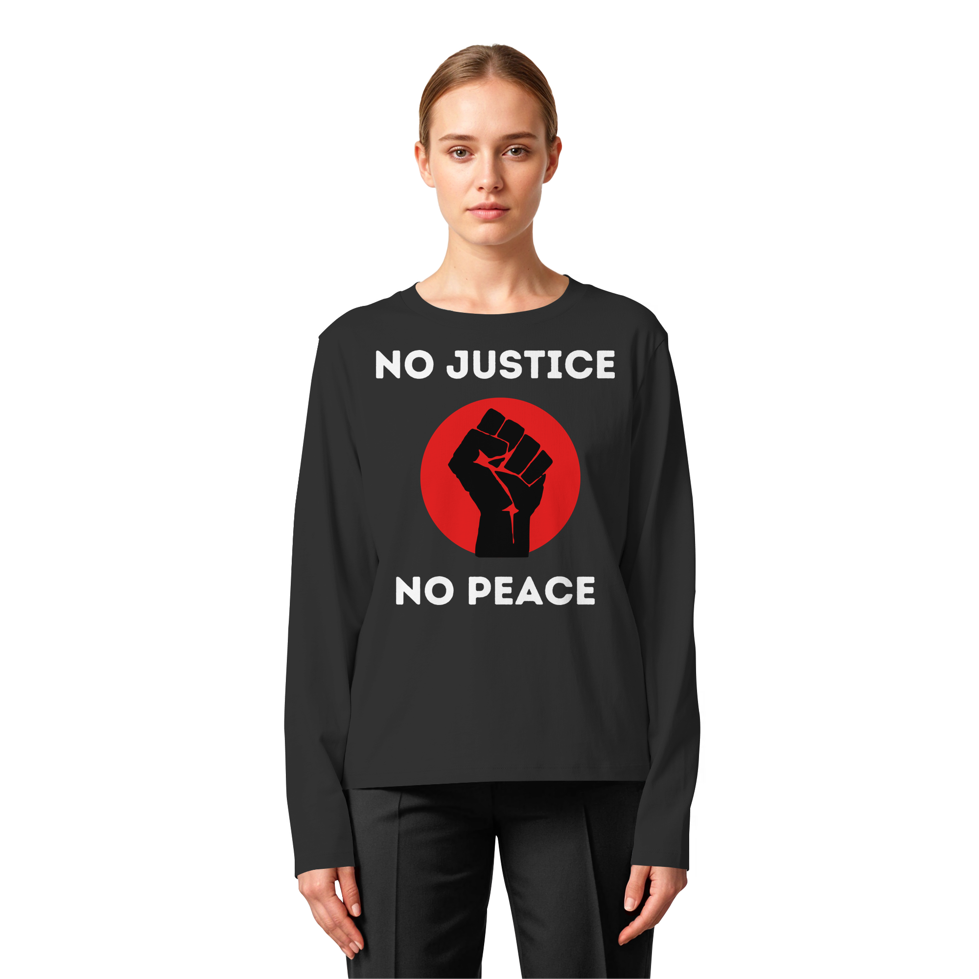 No Justice No Peace "Raised Fist Edition" - Womens Organic Longsleeve T-Shirt