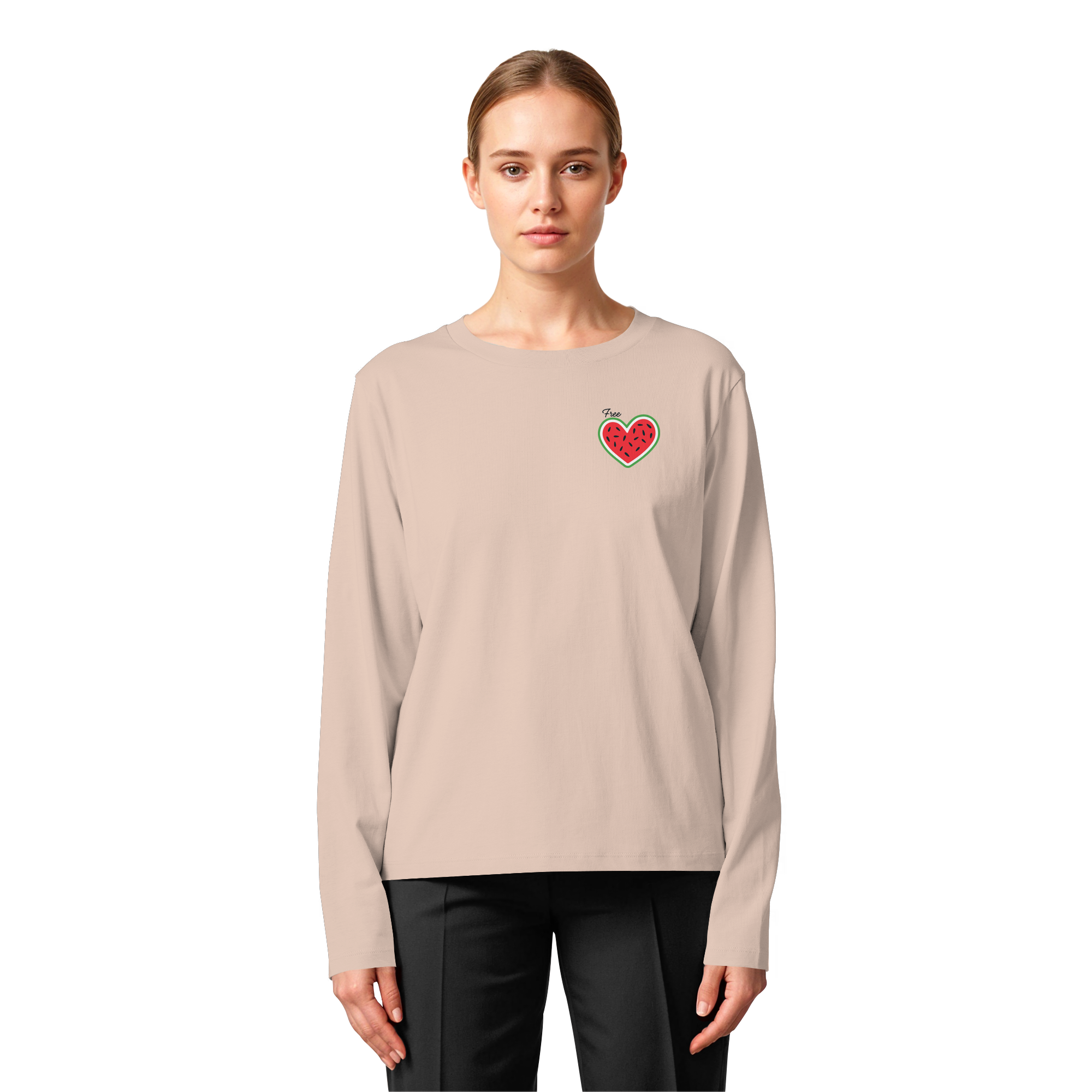 Free Palestine "Melon Heart Edition" - Womens Organic Longsleeve T-Shirt