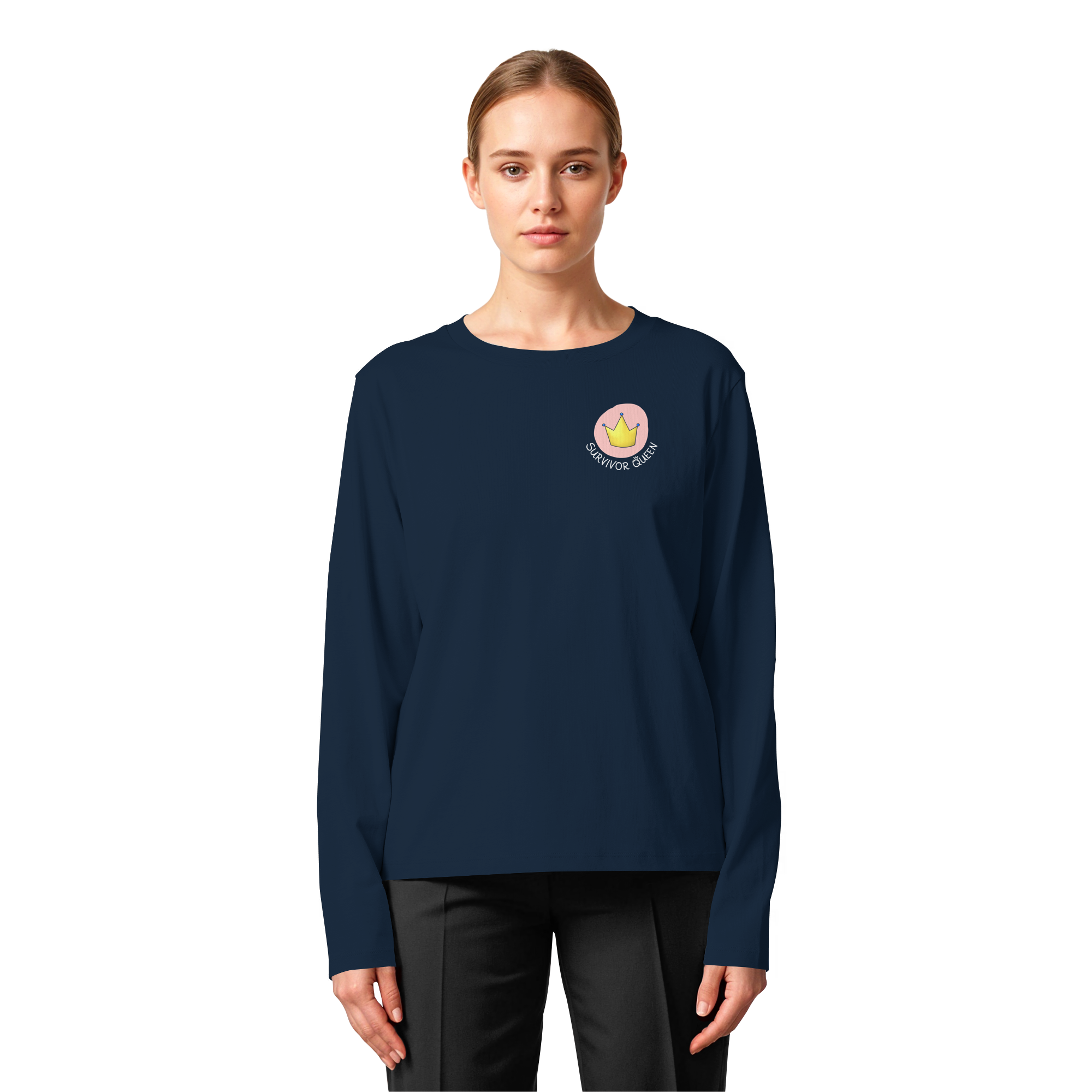 Survivor Queens Logo "Schriftzug Edition" Brustprint (dunkel) - Womens Organic Longsleeve T-Shirt