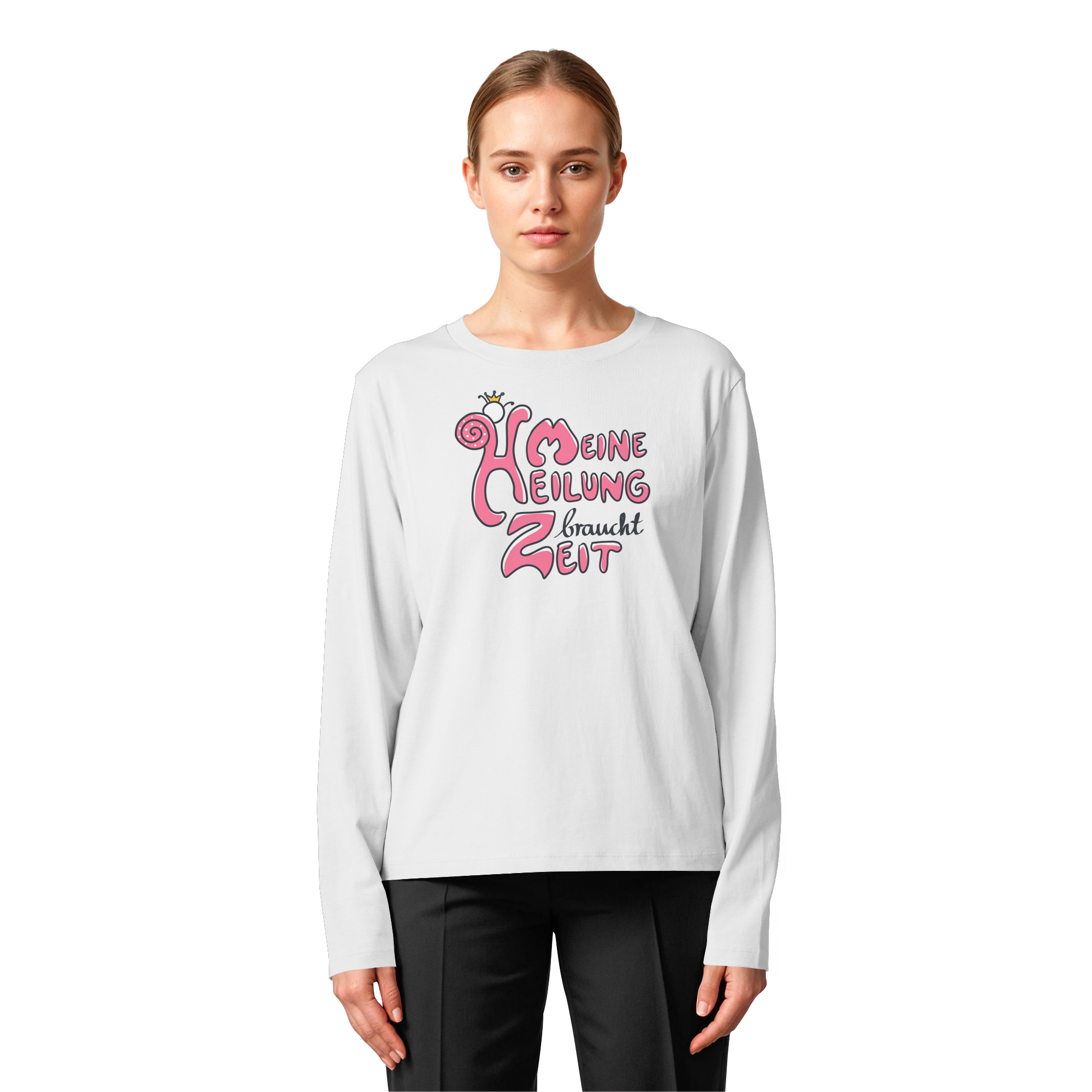 Meine Heilung braucht Zeit "Pinke Edition" - Womens Organic Longsleeve T-Shirt