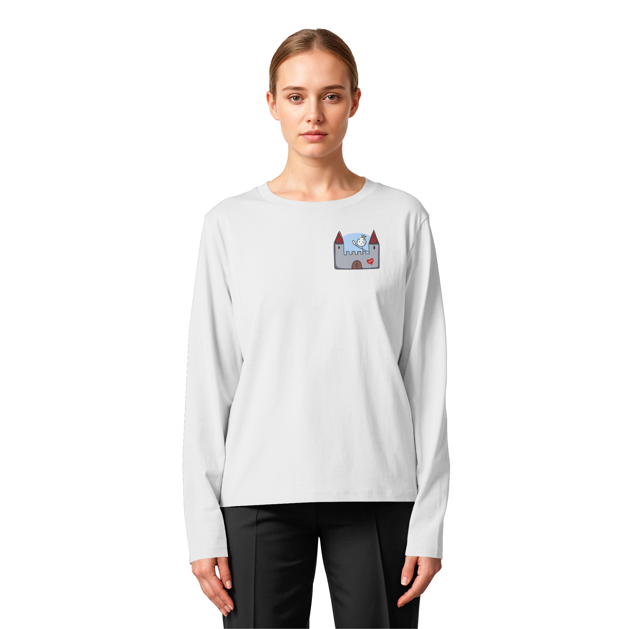Hier und jetzt bin ich in Sicherheit "Schwarze Edition" Backprint - Womens Organic Longsleeve T-Shirt