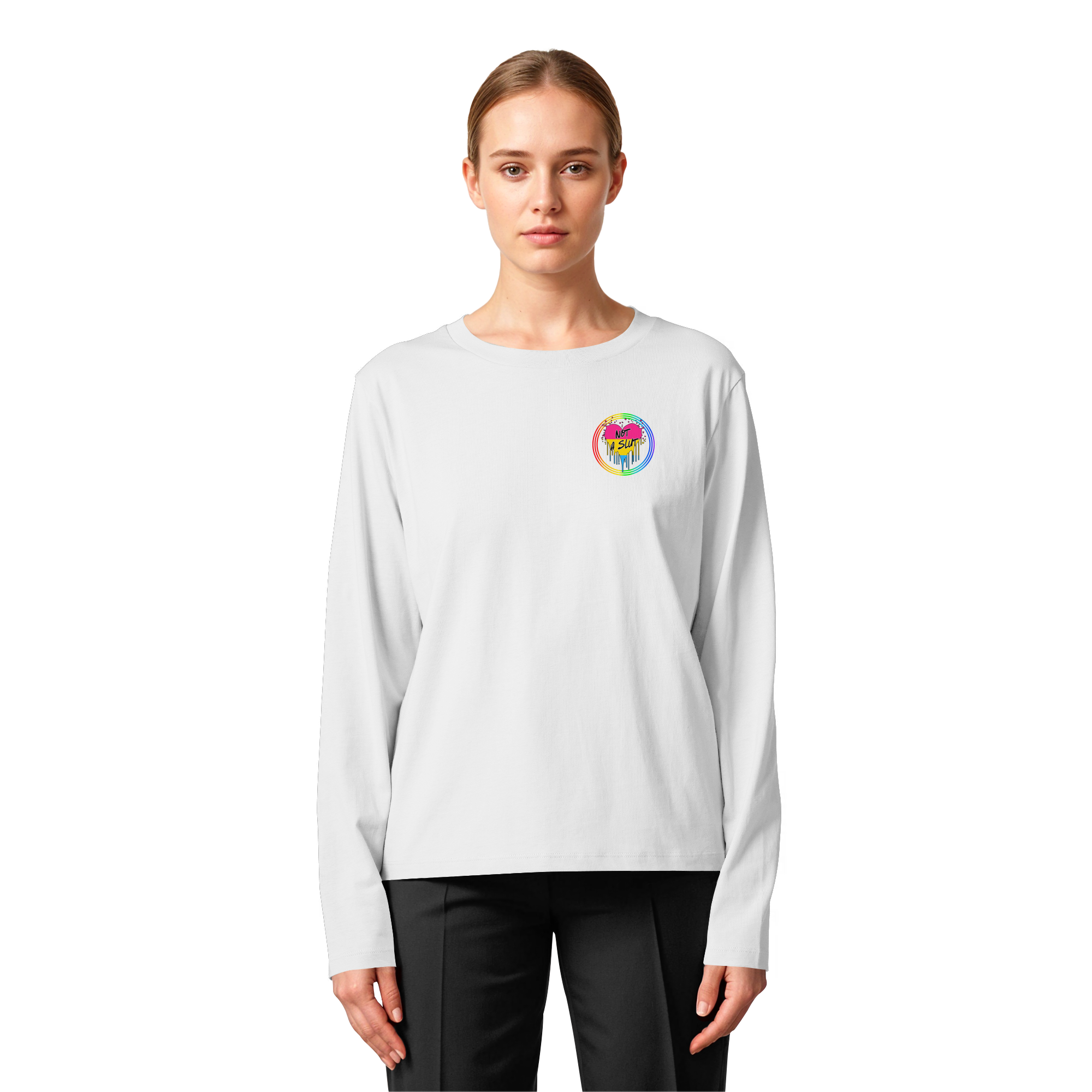 Pansexual Not a Slut "Regenbogenkreis Edition" - Womens Organic Longsleeve T-Shirt