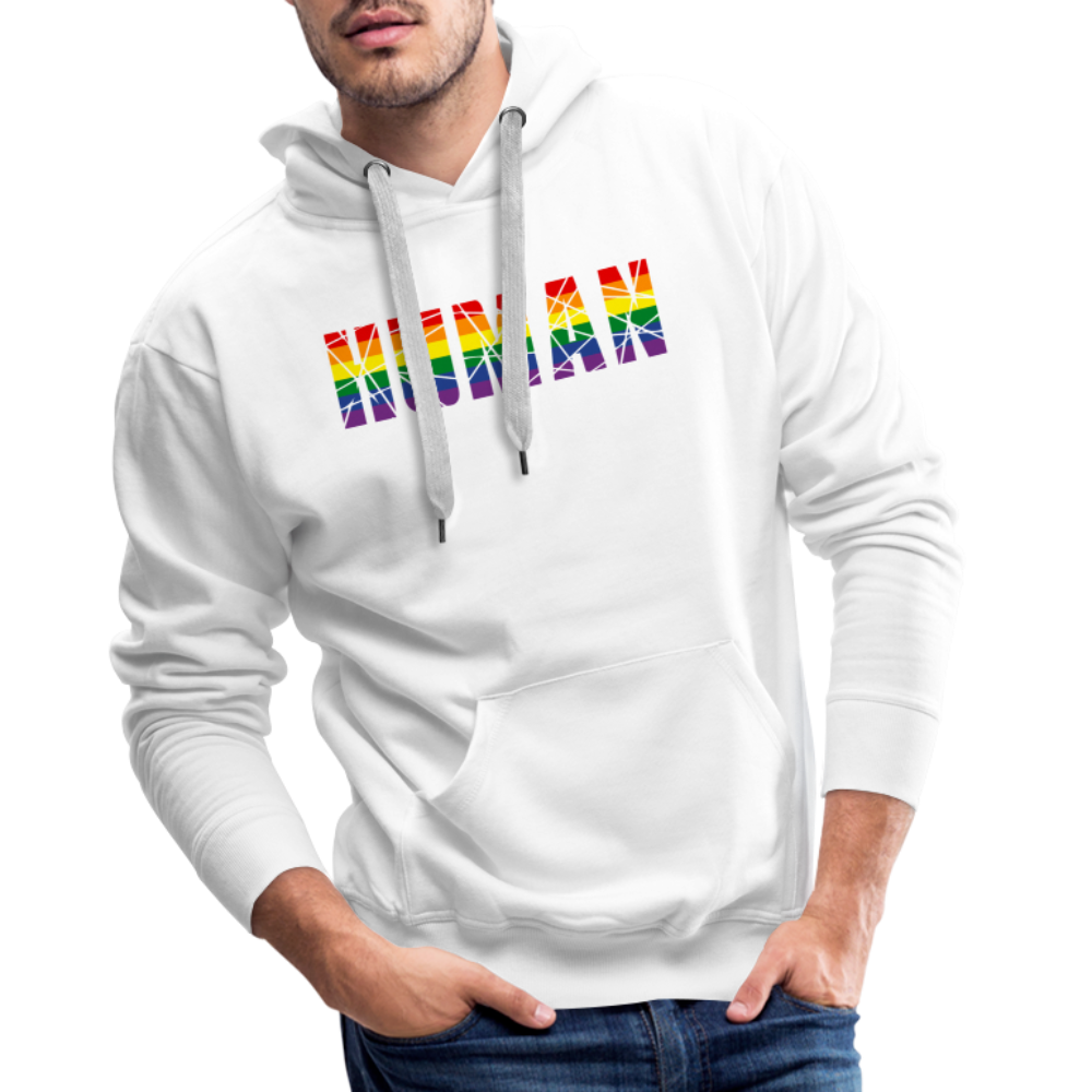 HUMAN in Regenbogen-Farben "Männer"-Schnitt Premium Hoodie - weiß