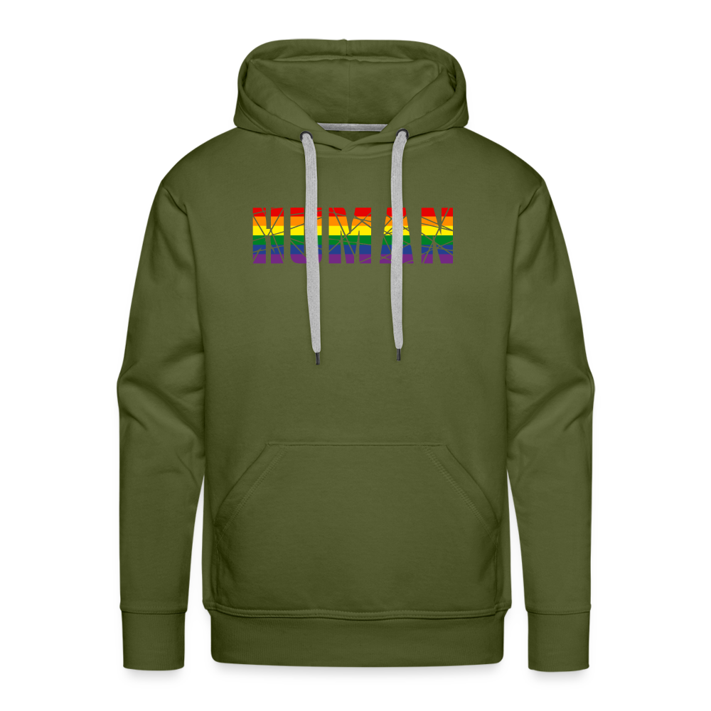 HUMAN in Regenbogen-Farben "Männer"-Schnitt Premium Hoodie - Olivgrün