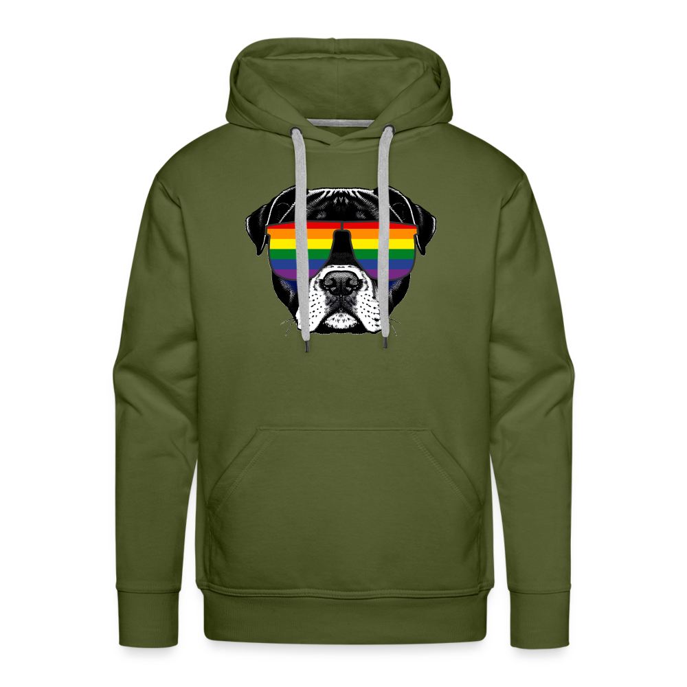 Regenbogen Doggo "Männer" Hoodie - Olivgrün
