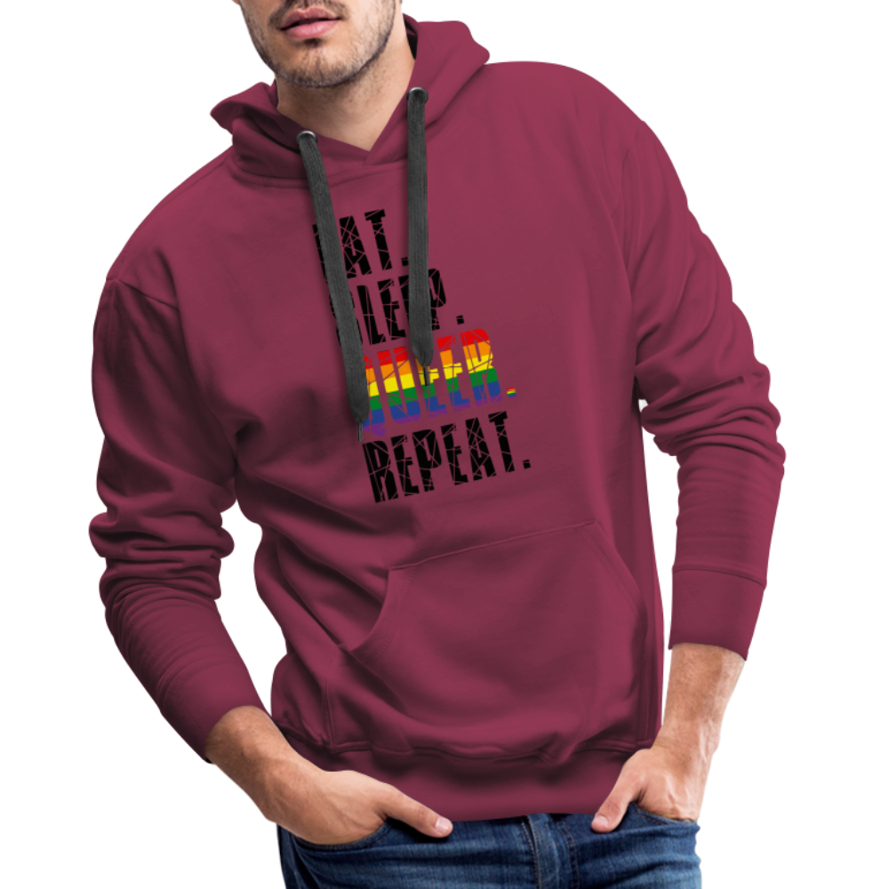 EAT. SLEEP. QUEER. REPEAT. "Männer"-Schnitt Premium Hoodie - Bordeaux