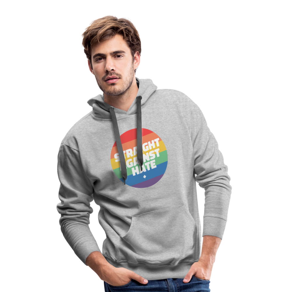 Straight Against Hate Badge "Männer"-Schnitt Premium Hoodie - Grau meliert
