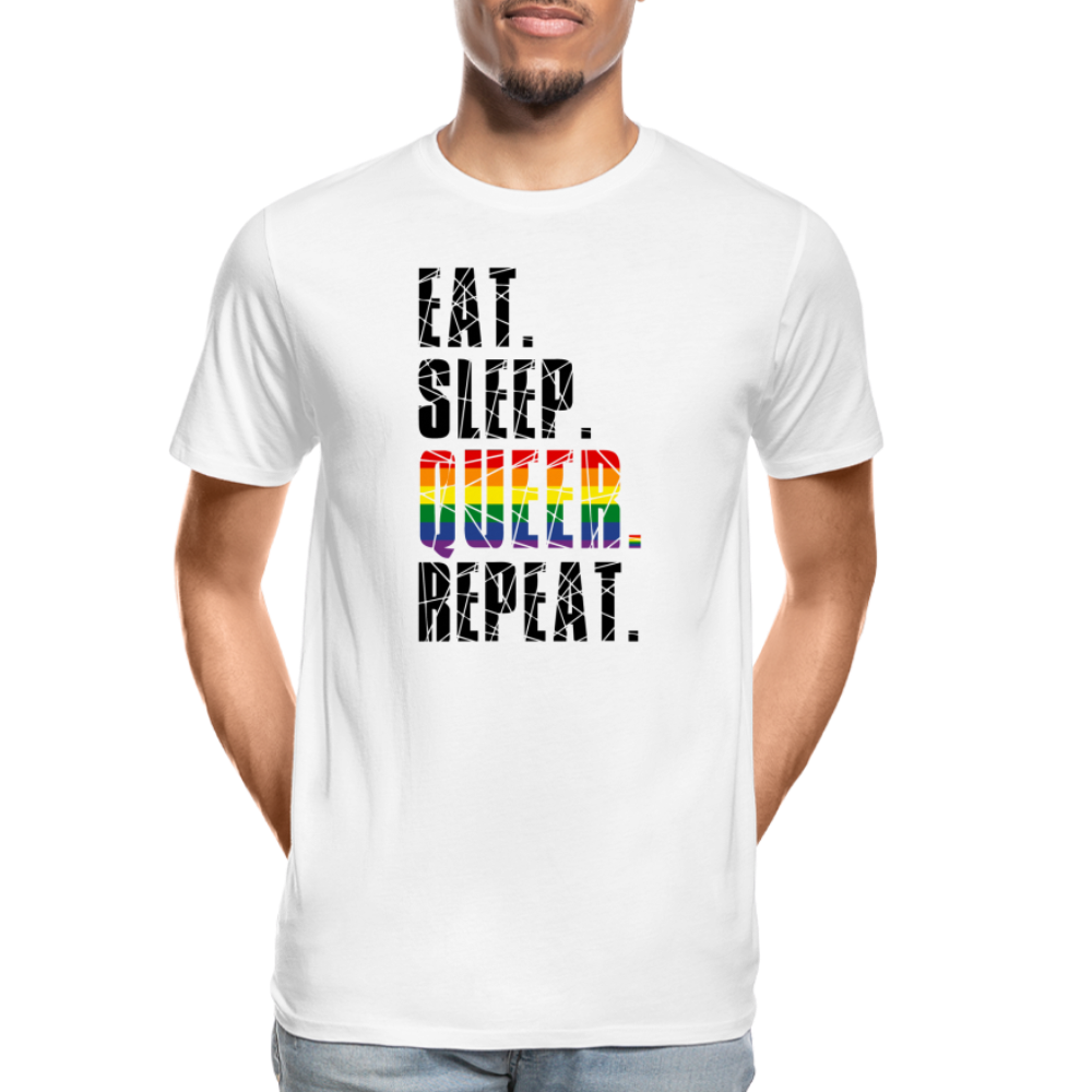 EAT. SLEEP. QUEER. REPEAT. "Männer" T-Shirt - weiß