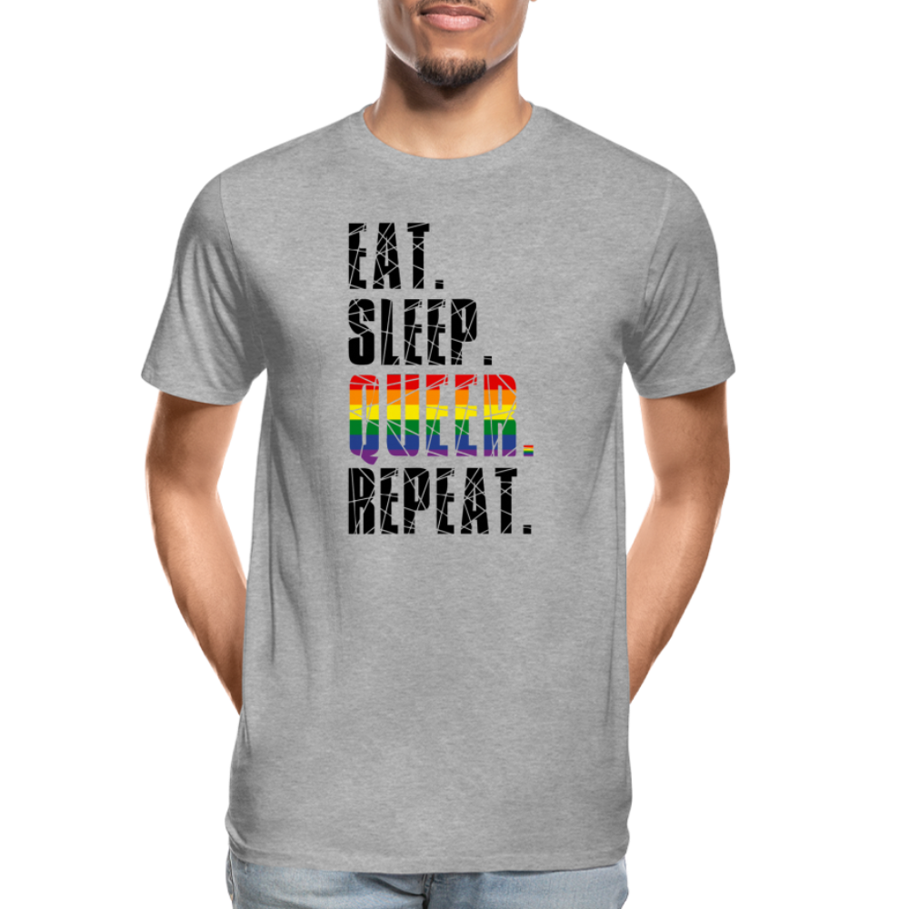 EAT. SLEEP. QUEER. REPEAT. "Männer" T-Shirt - Grau meliert