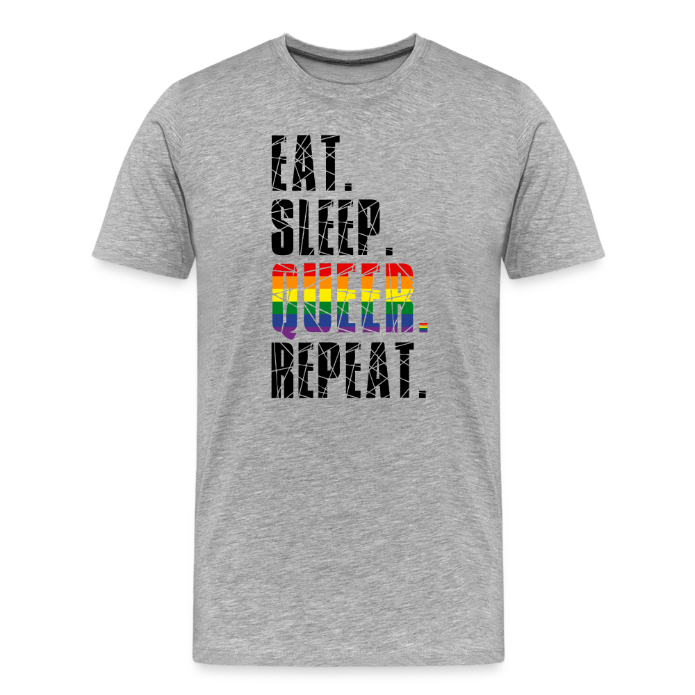 EAT. SLEEP. QUEER. REPEAT. "Männer" T-Shirt - Grau meliert