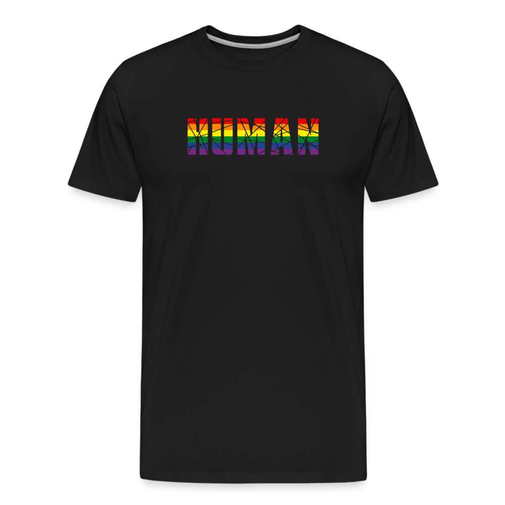 HUMAN in Regenbogen-Farben "Männer" T-Shirt - Schwarz