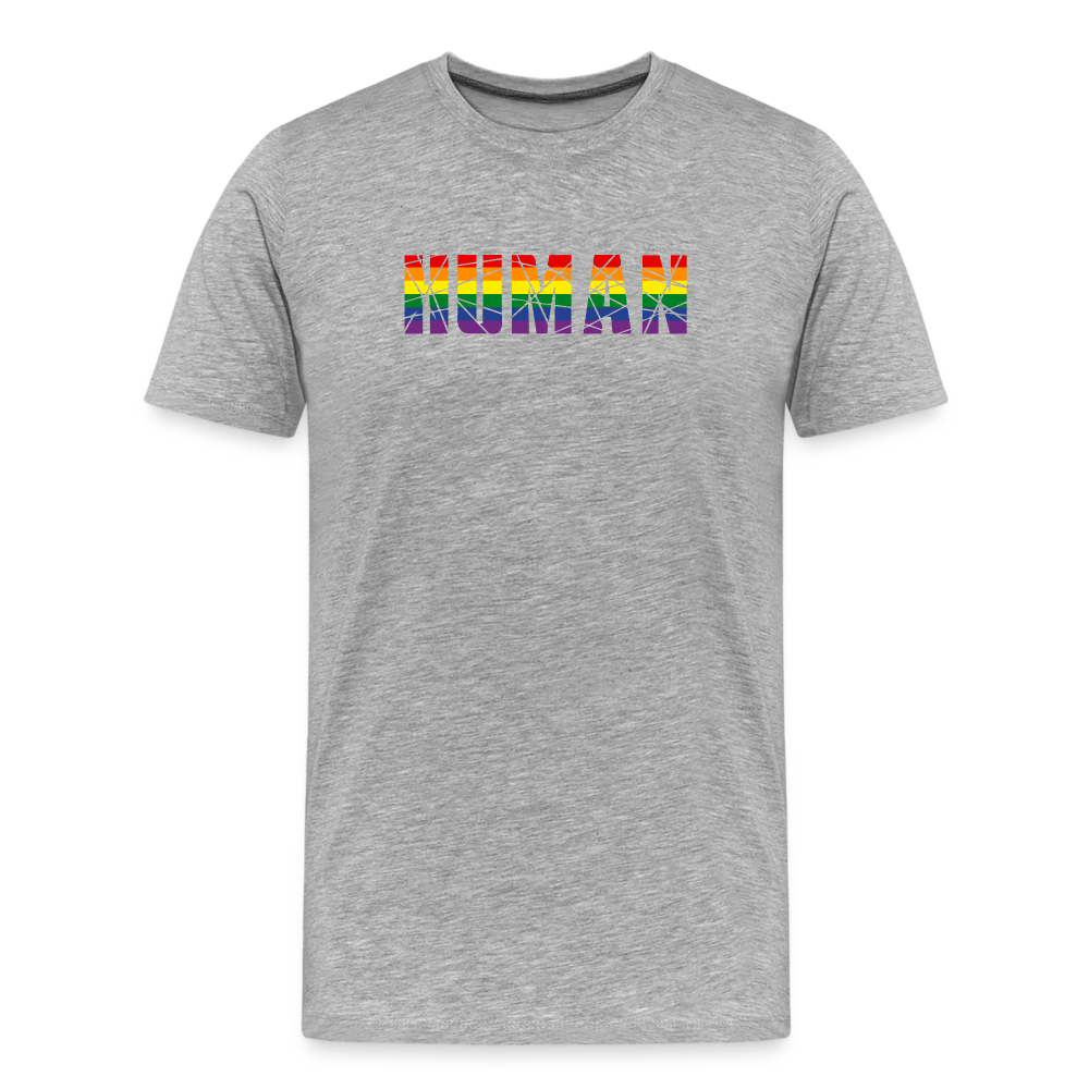 HUMAN in Regenbogen-Farben "Männer"-Schnitt Premium Bio T-Shirt - Grau meliert
