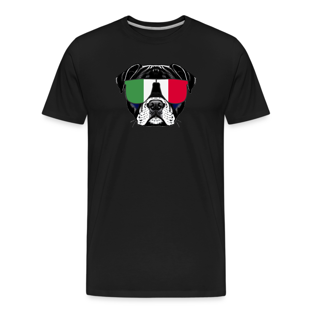 Hund mit Italien-Sonnenbrille "Männer"-Schnitt Premium Bio T-Shirt - Schwarz