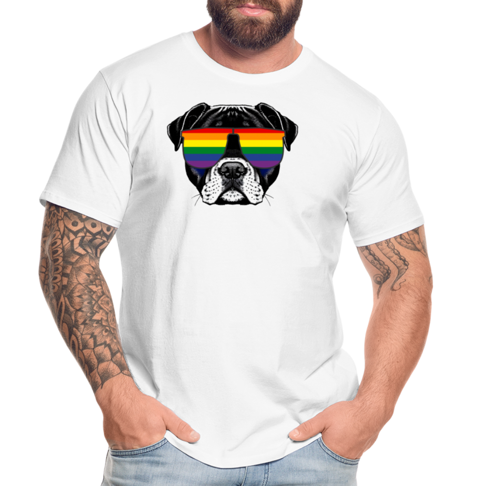 Regenbogen Doggo "Männer" T-Shirt - weiß