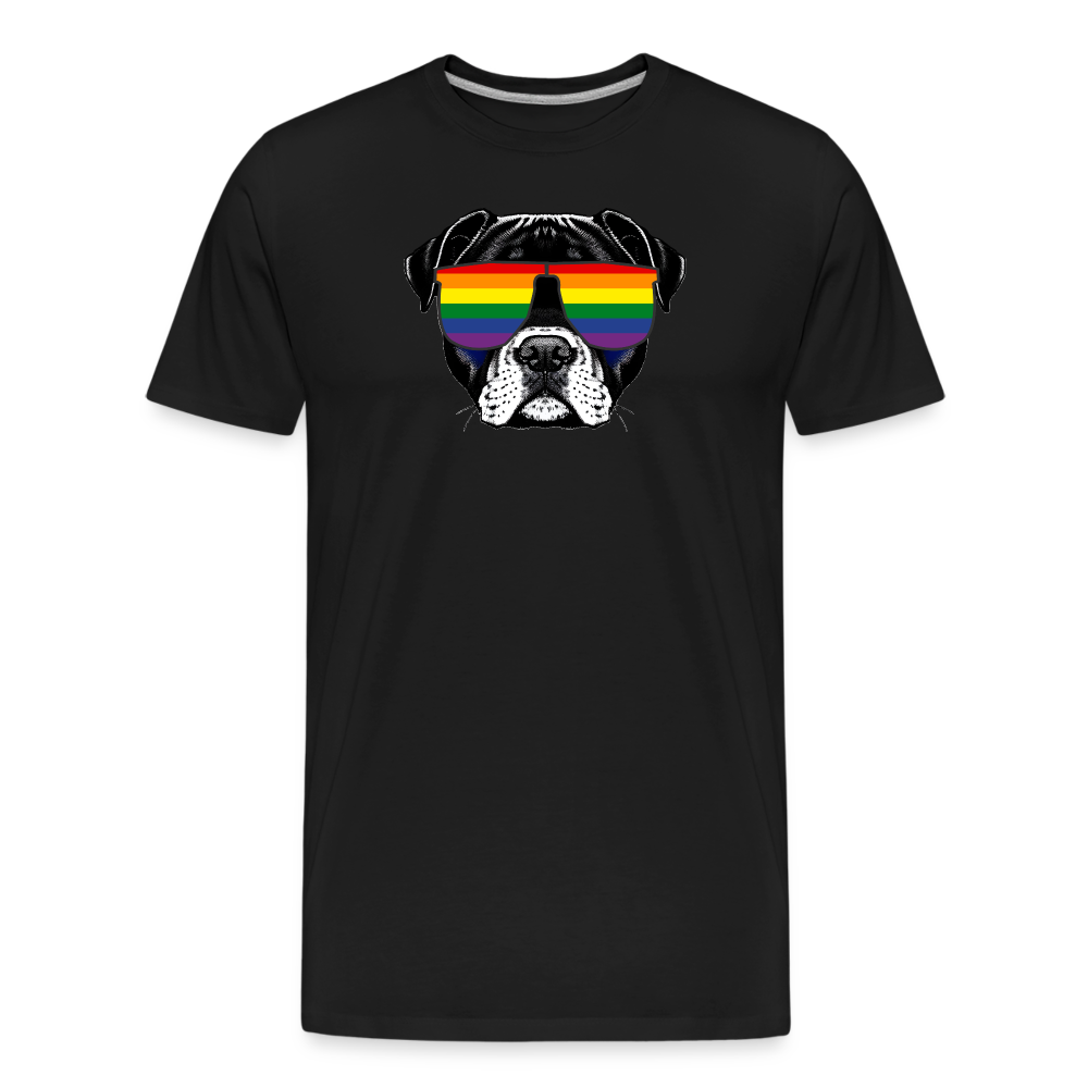 Hund mit Regenbogen-Sonnenbrille "Männer"-Schnitt Premium Bio T-Shirt - Schwarz