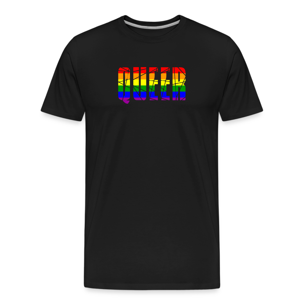 QUEER in Regenbogen-Farben "Männer"-Schnitt Premium Bio T-Shirt - Schwarz