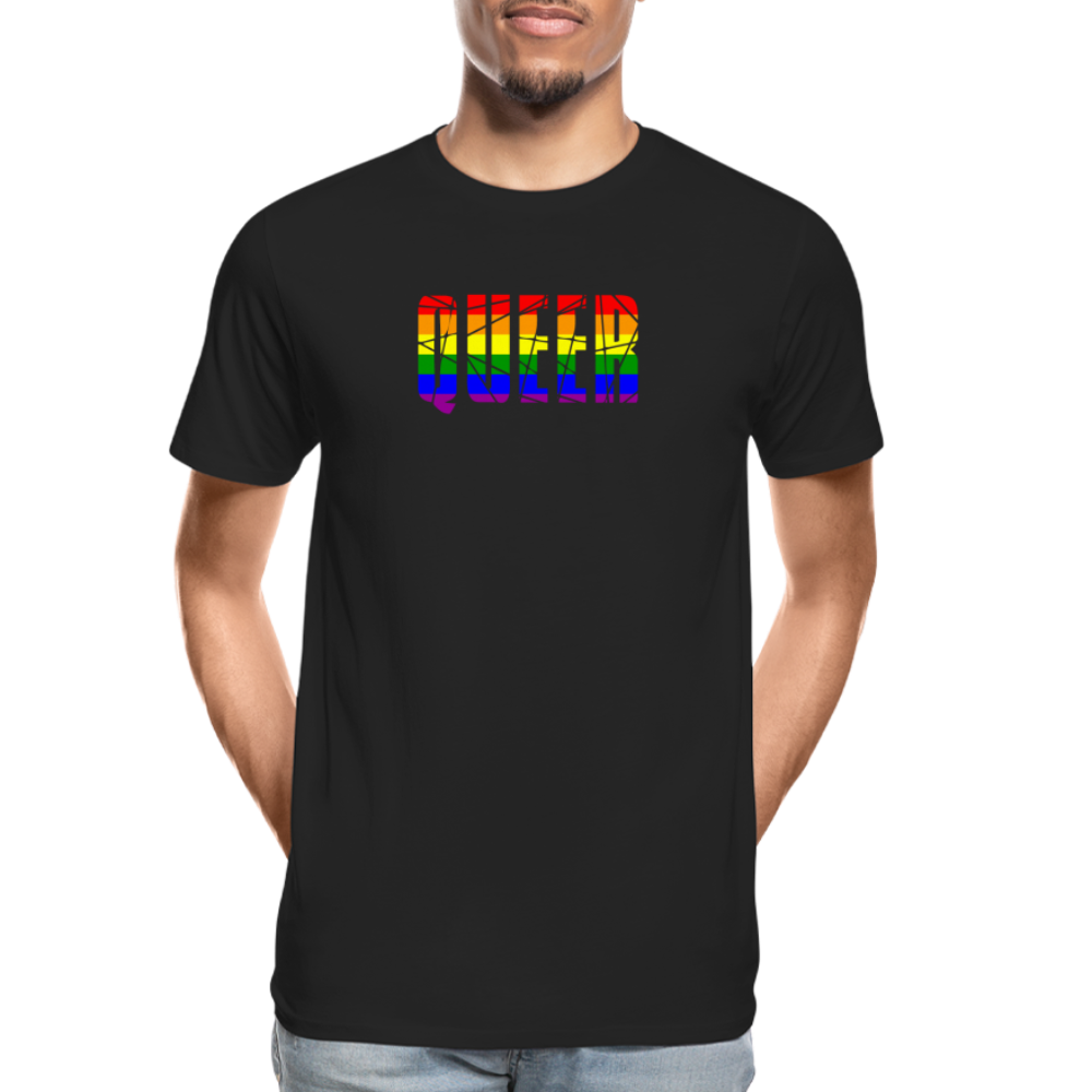 QUEER in Regenbogen-Farben "Männer" T-Shirt - Schwarz