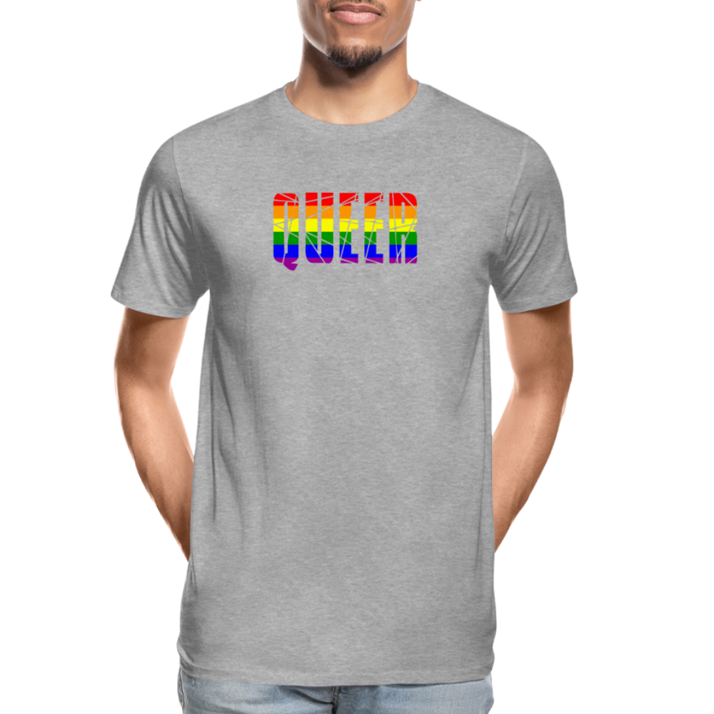 QUEER in Regenbogen-Farben "Männer" T-Shirt - Grau meliert