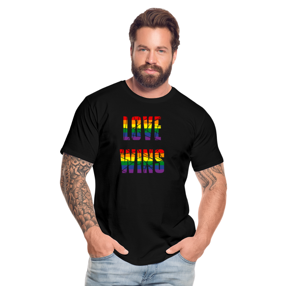 LOVE WINS in Regenbogen-Farben "Männer"-Schnitt Premium Bio T-Shirt - Schwarz