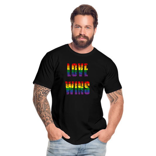 LOVE WINS in Regenbogen-Farben "Männer"-Schnitt Premium Bio T-Shirt - Schwarz