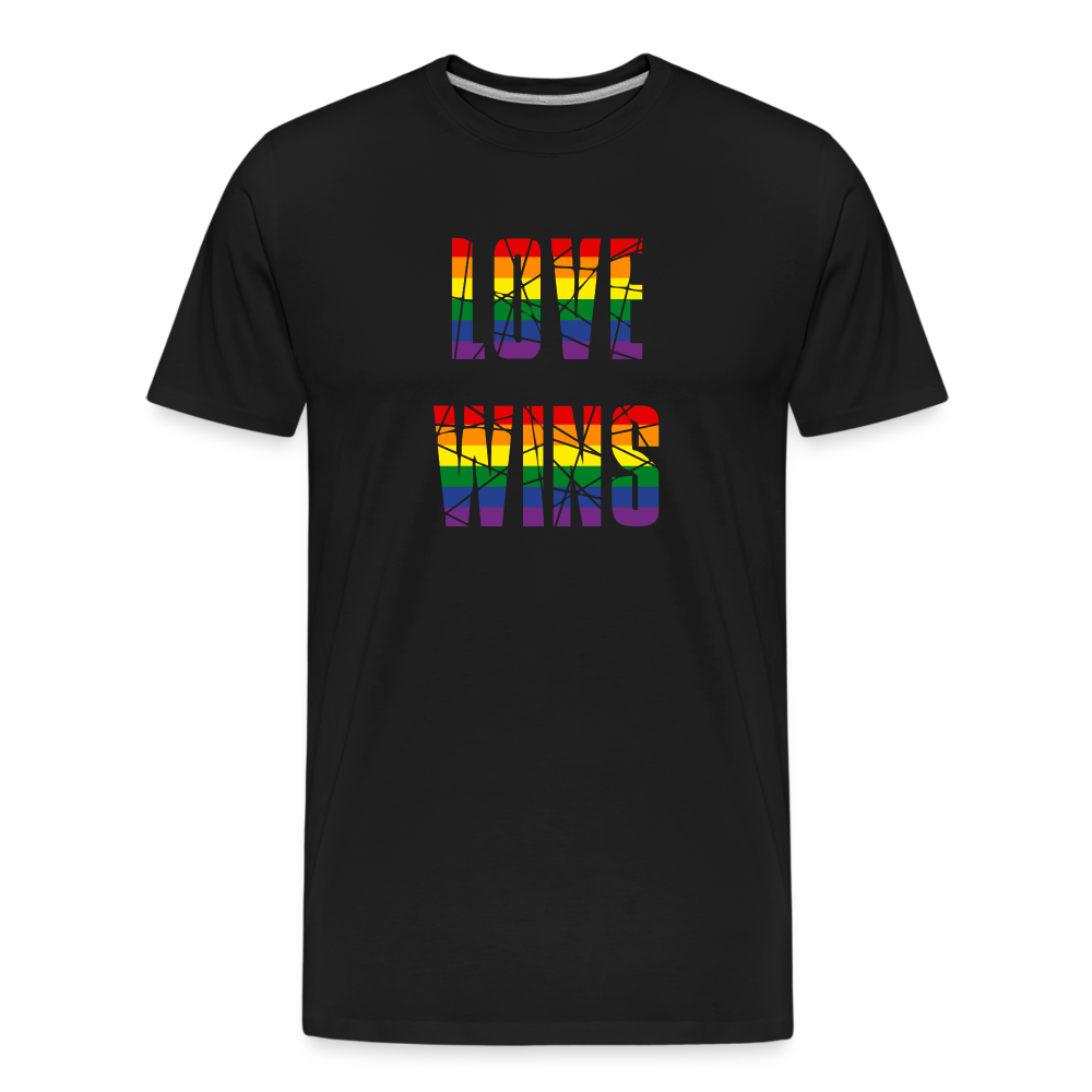 LOVE WINS in Regenbogen-Farben "Männer" T-Shirt - Schwarz