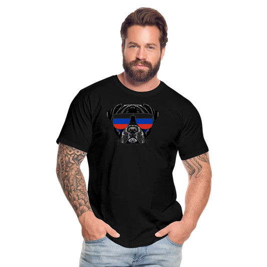 Hund mit Russland-Sonnenbrille "Männer"-Schnitt Premium Bio T-Shirt - Schwarz