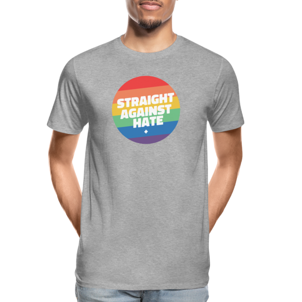 Straight Against Hate Badge "Männer" T-Shirt - Grau meliert
