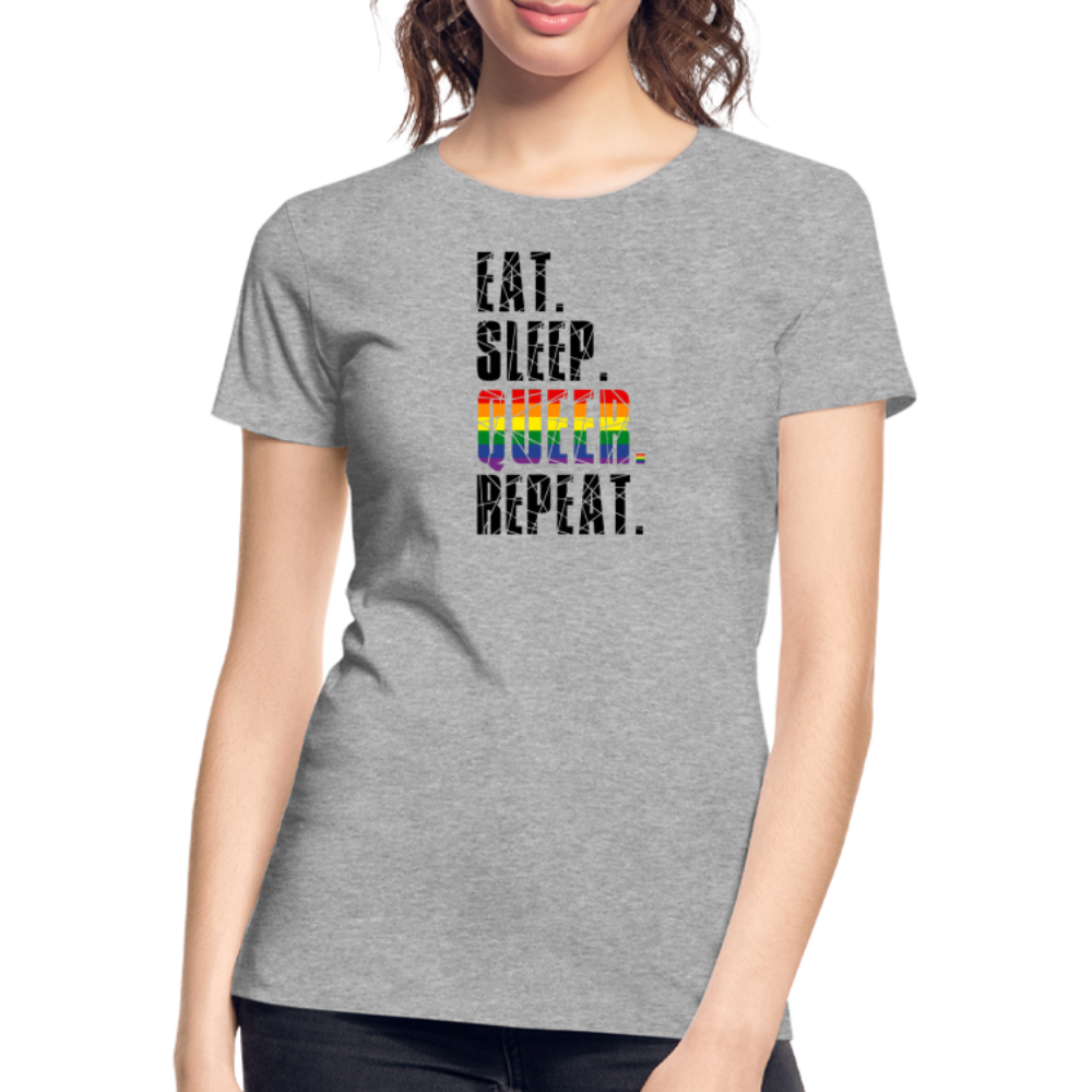 EAT. SLEEP. QUEER. REPEAT. "Frauen" T-Shirt - Grau meliert